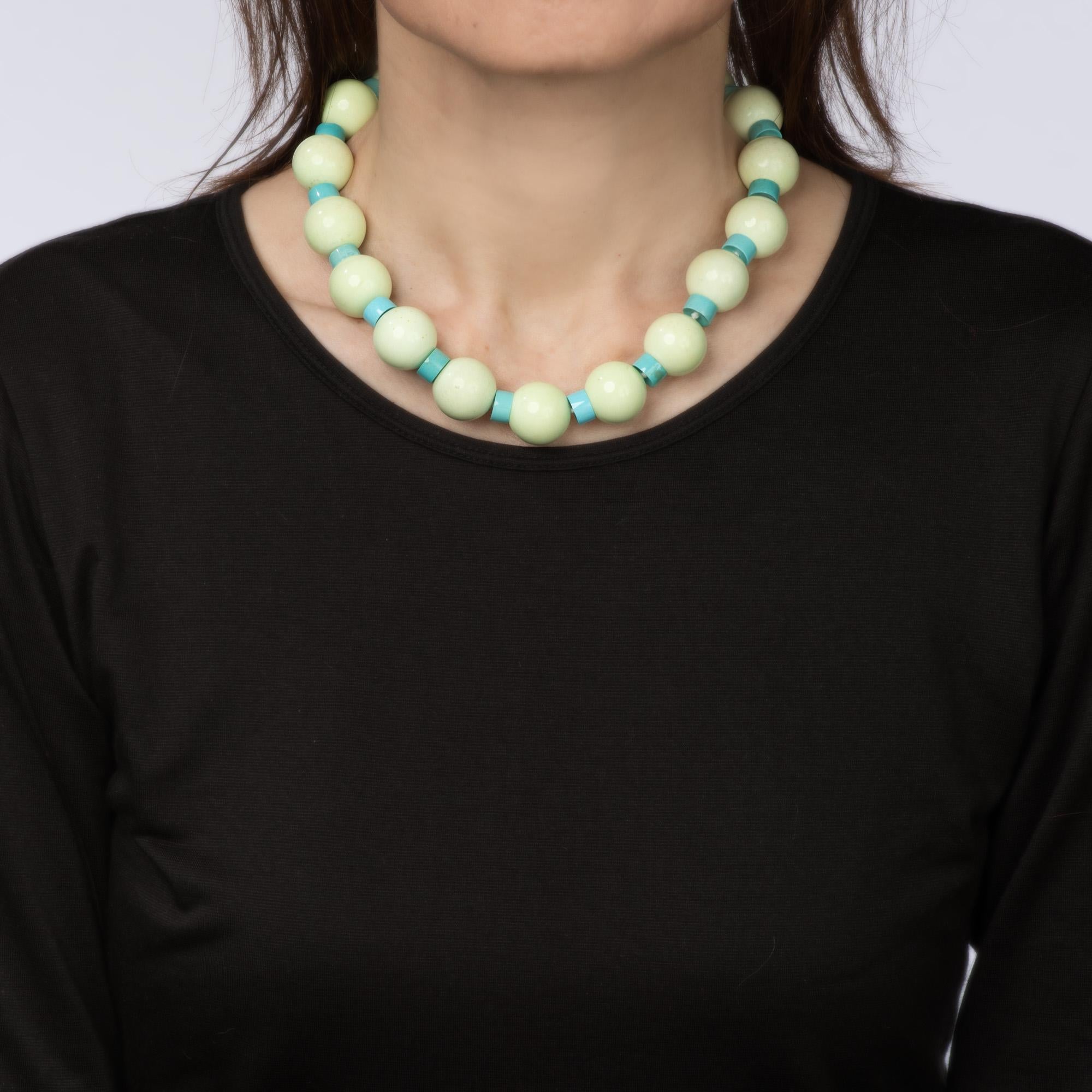 Green Jasper Bead Turquoise Necklace 16