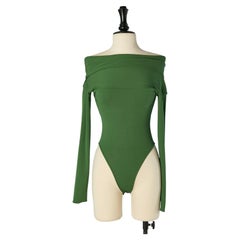 Green jersey bodysuit twist on the back ALEXANDRE VAUTHIER