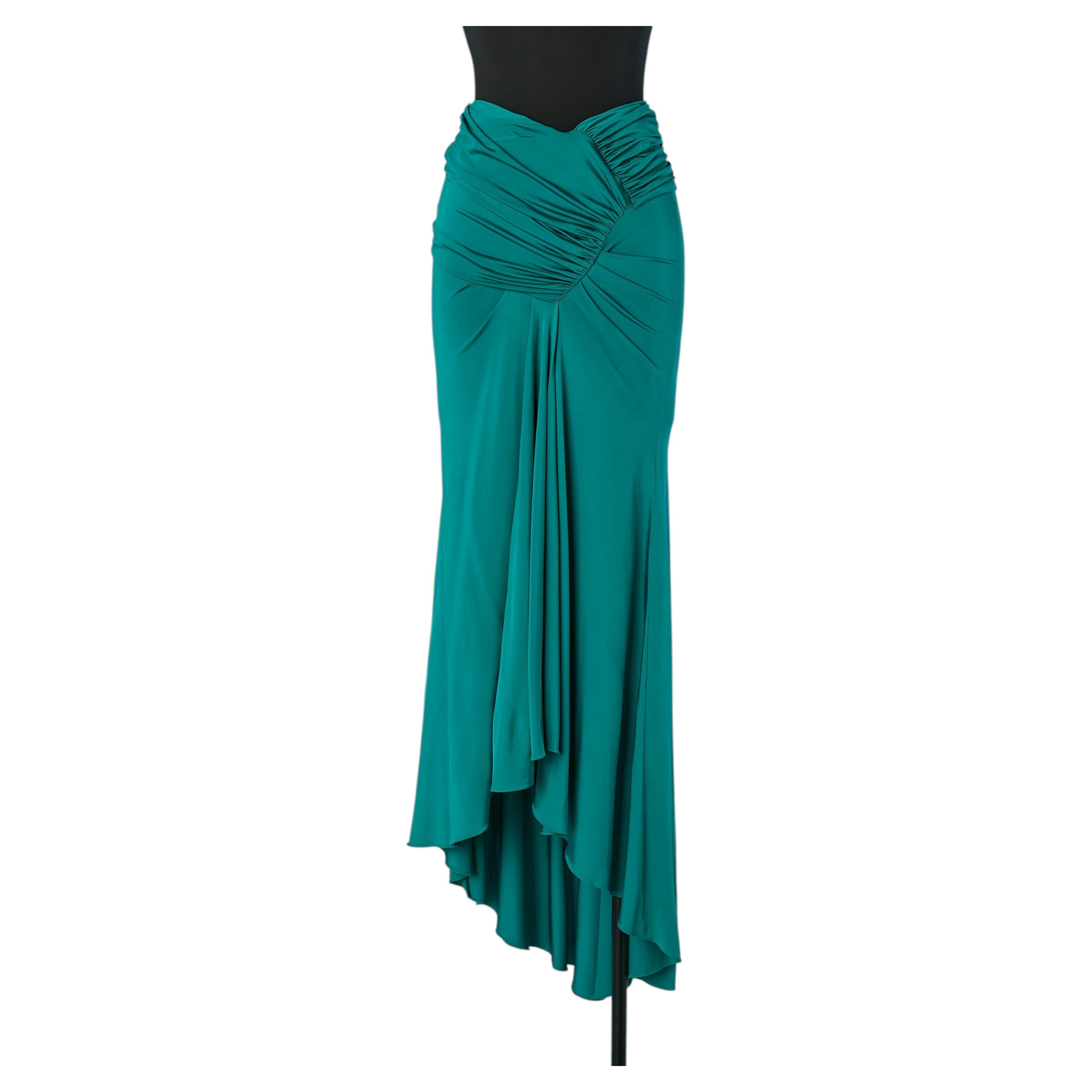 Green jersey wrapped and draped skirt ALEXANDRE VAUTHIER For Sale