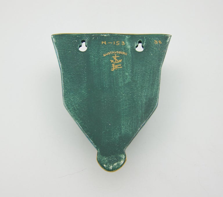 Green Josef Ekberg Art Deco Wall Pocket Vase from Gustavsberg of Sweden