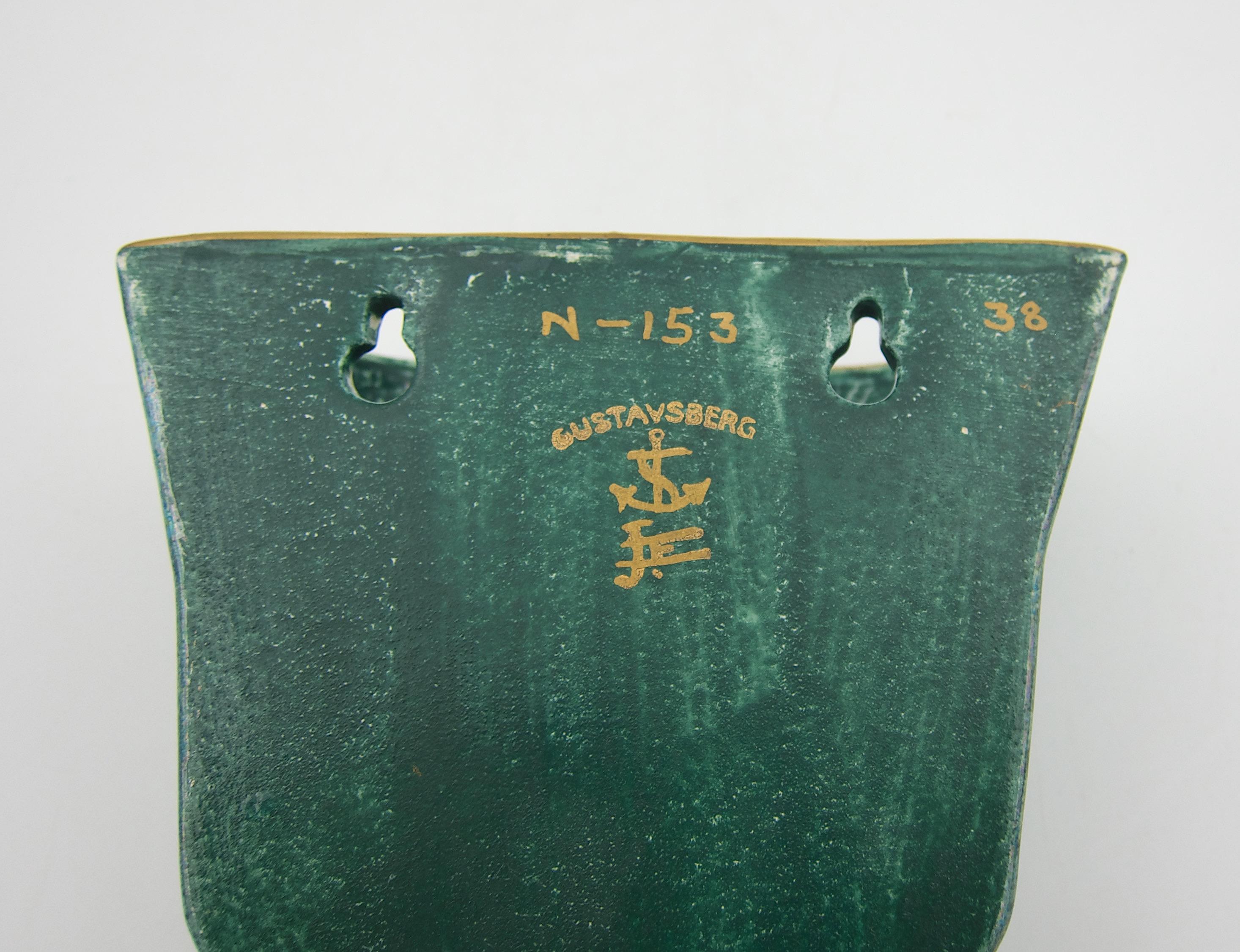 Green Josef Ekberg Gustavsberg Art Deco Wall Pocket Vase 1