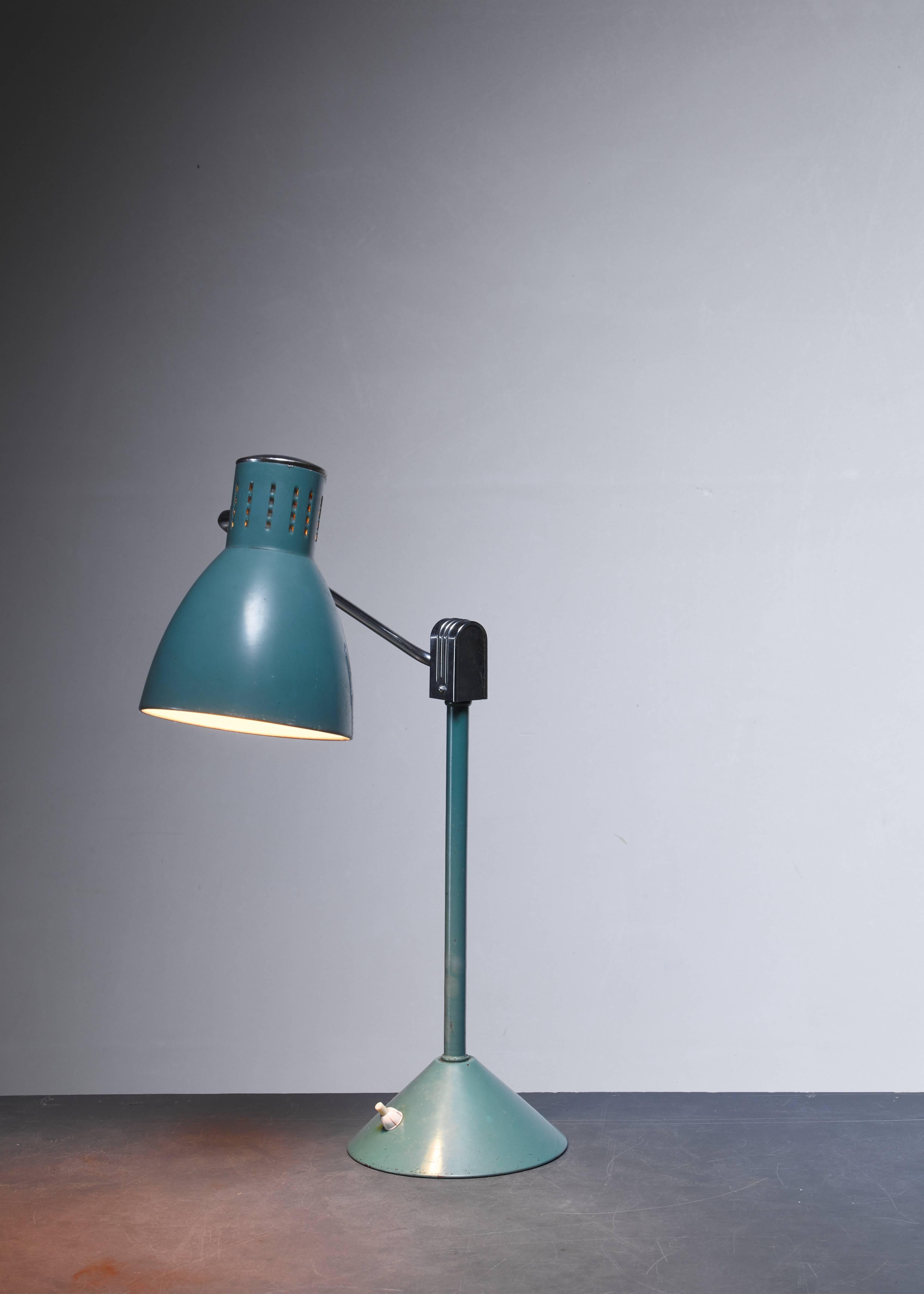 Mid-Century Modern Green Jumo Table Lamp, France, 1940s For Sale