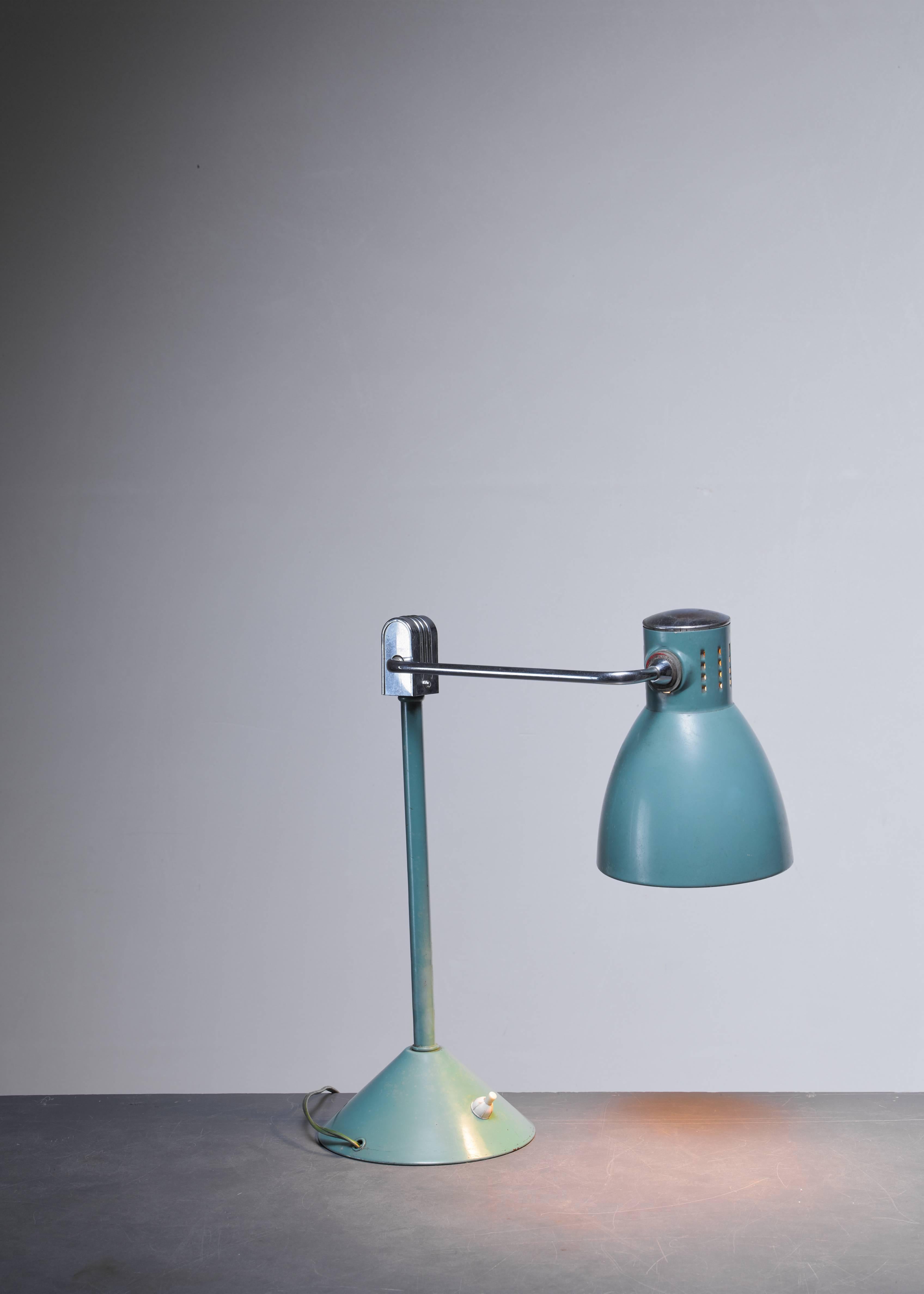Metal Green Jumo Table Lamp, France, 1940s For Sale