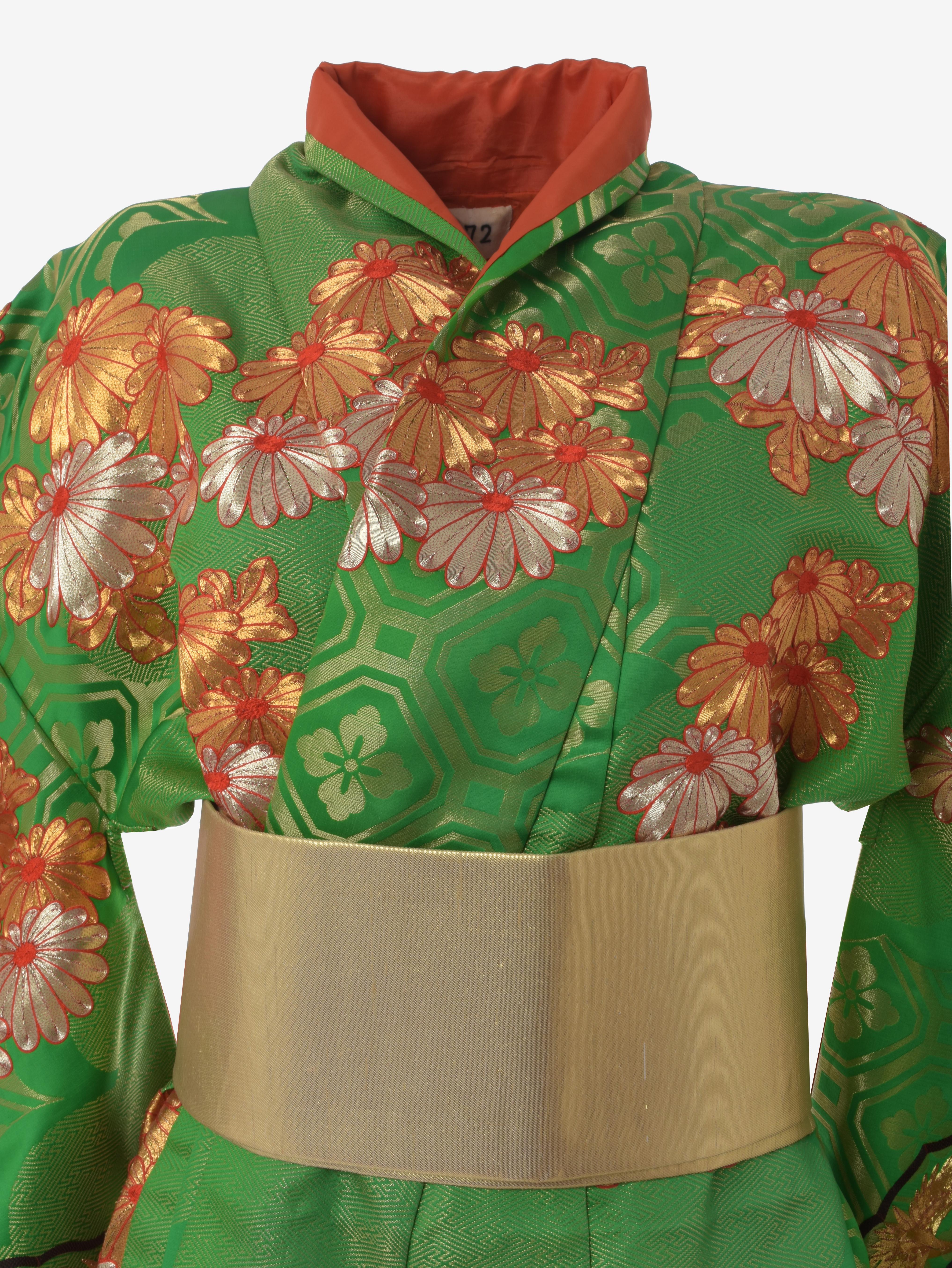 Green Kimono Uchikake In Excellent Condition For Sale In Milano, IT