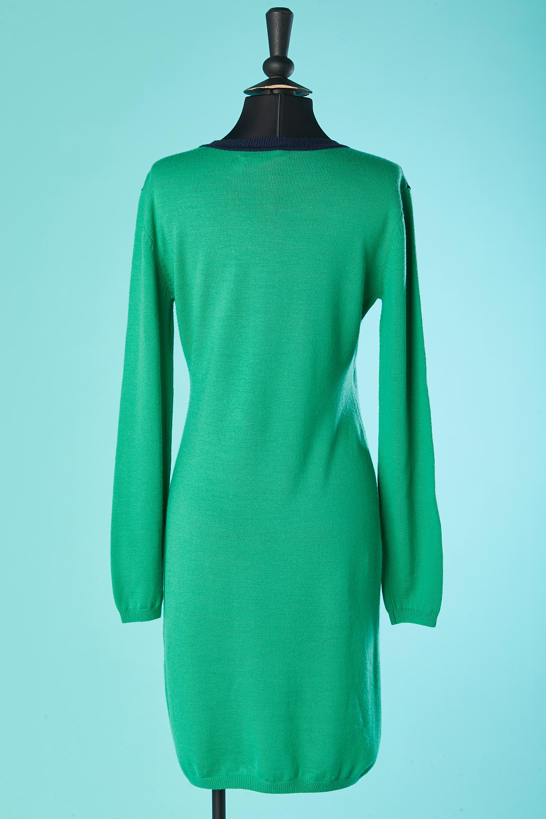 Women's Green knit dress with jacquard neckline JC de Castelbajac  For Sale