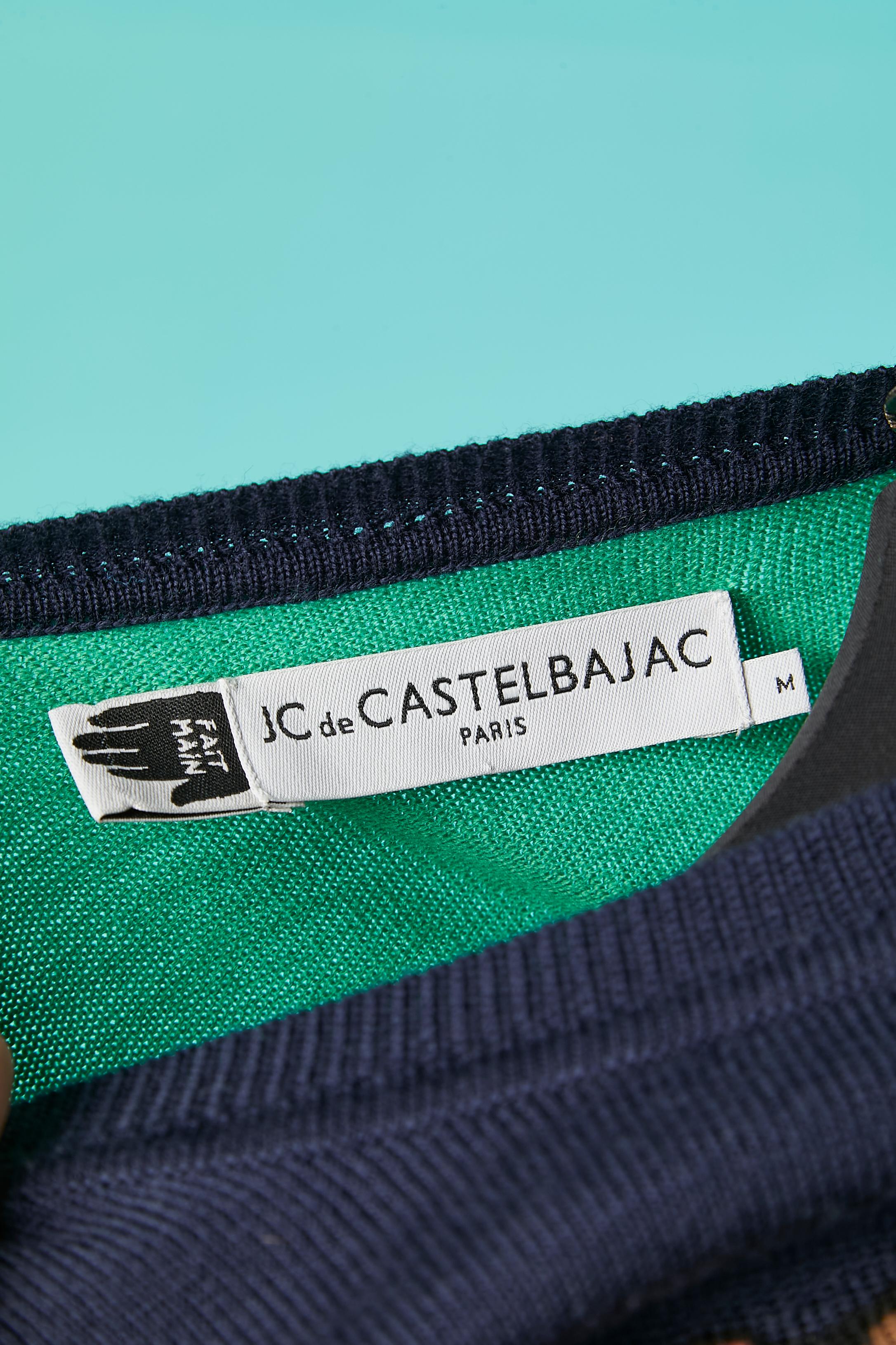 Green knit dress with jacquard neckline JC de Castelbajac  For Sale 1