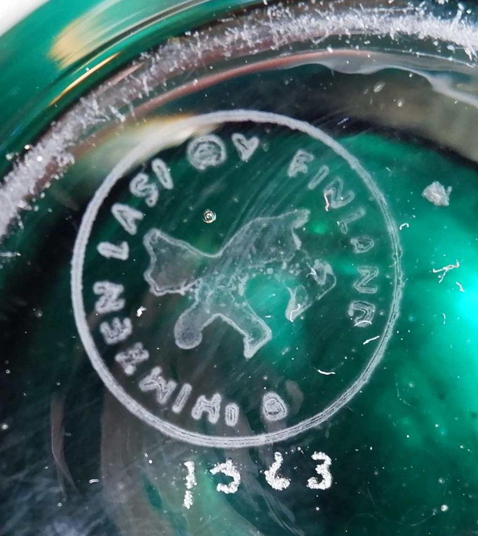 Vaso Kolben verde di Tamara Aladin Riihimaki per Riihimaen Lasi Oy, Finlandia In condizioni buone in vendita a Linkebeek, BE