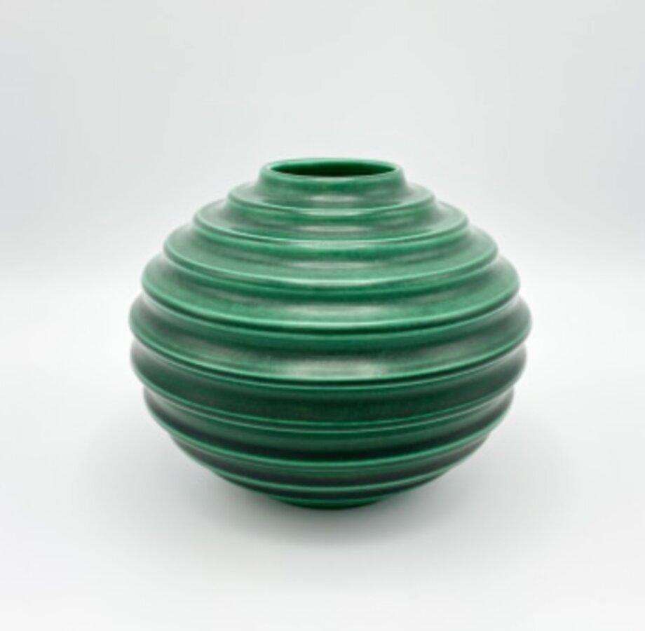 Glazed Green Kulva Vase by Ewald Dahlskog For Sale
