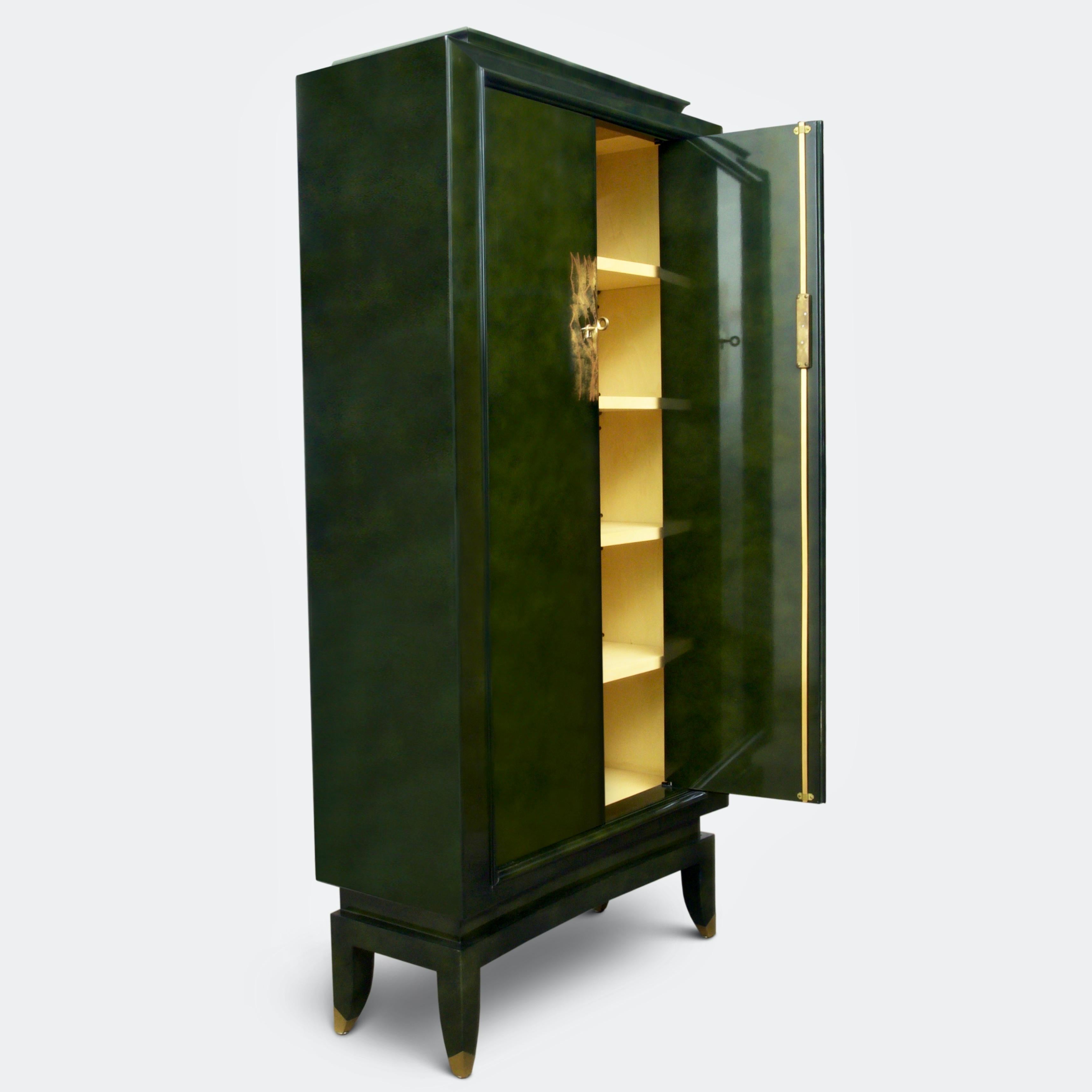 Green Lacquer Cabinet by Andre Domin & Marcel Genevriere for Maison Dominique 4