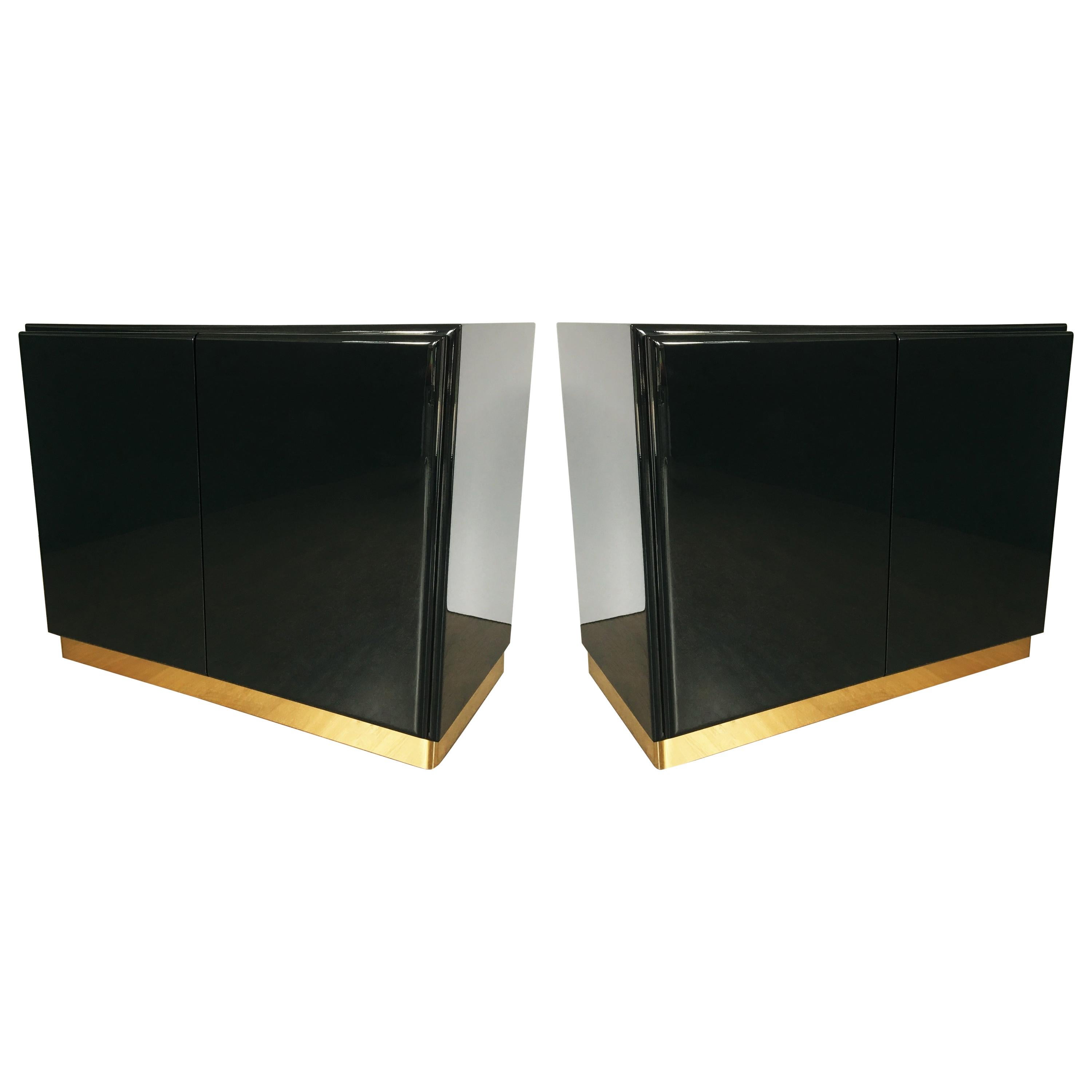 Elegant Pair of Raffia Grasscloth TwoDrawer Dresser Nightstands at