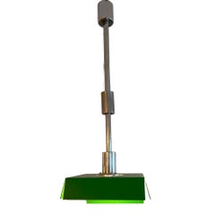 Green lacquered chrome chandelier from Angelo Brotto 1970s adjustable height