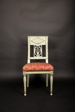 Green Lacquered Directoire Chair with Palmette & Cassolette Details(6 Available)