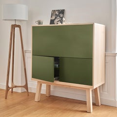 Green Lacquered Large French Secrétaire, Designed for a Durable Teleworking