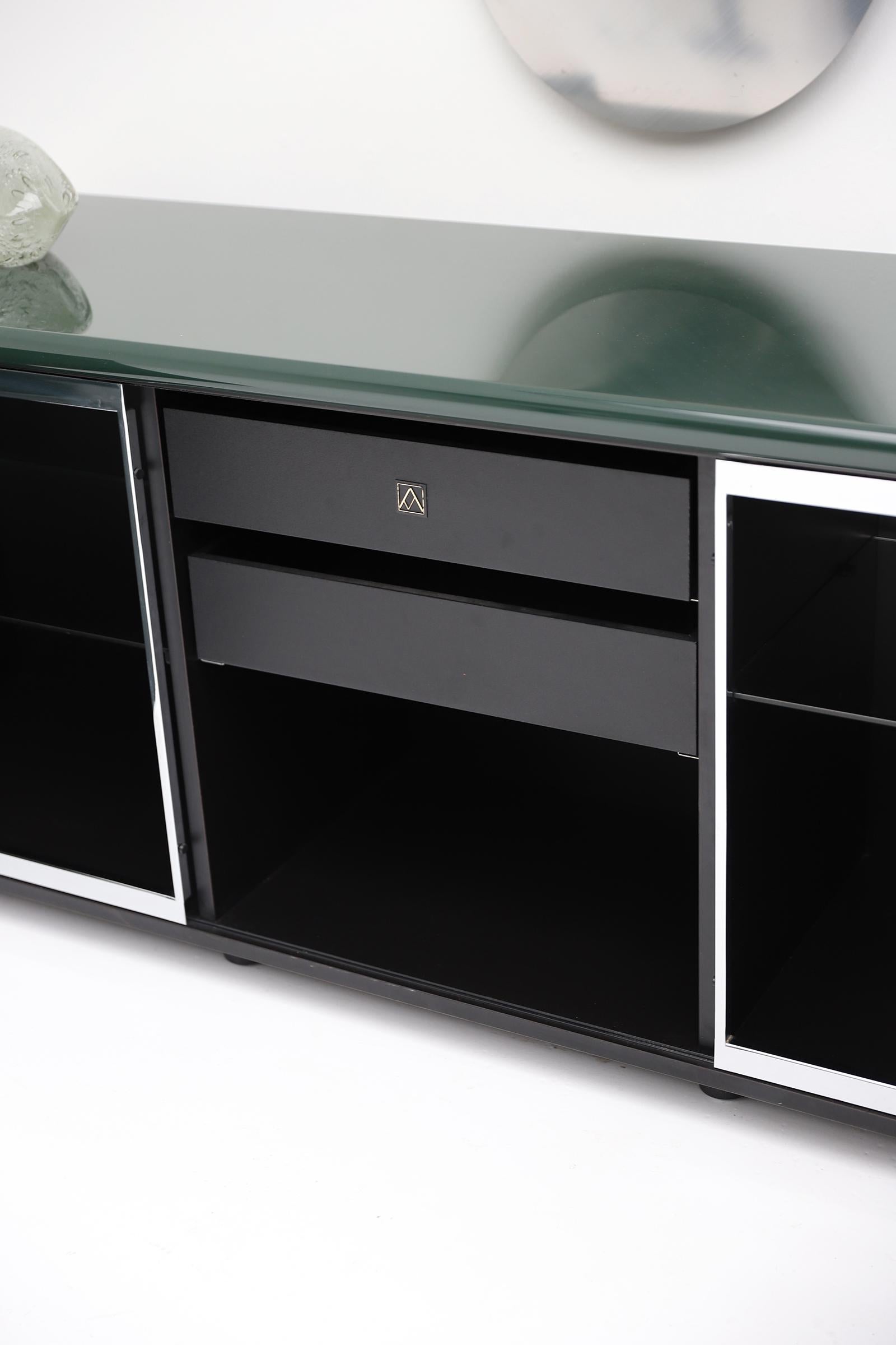 Green Lacquered Sheraton Sideboard by Giotto Stoppino for Acerbis 1977 7