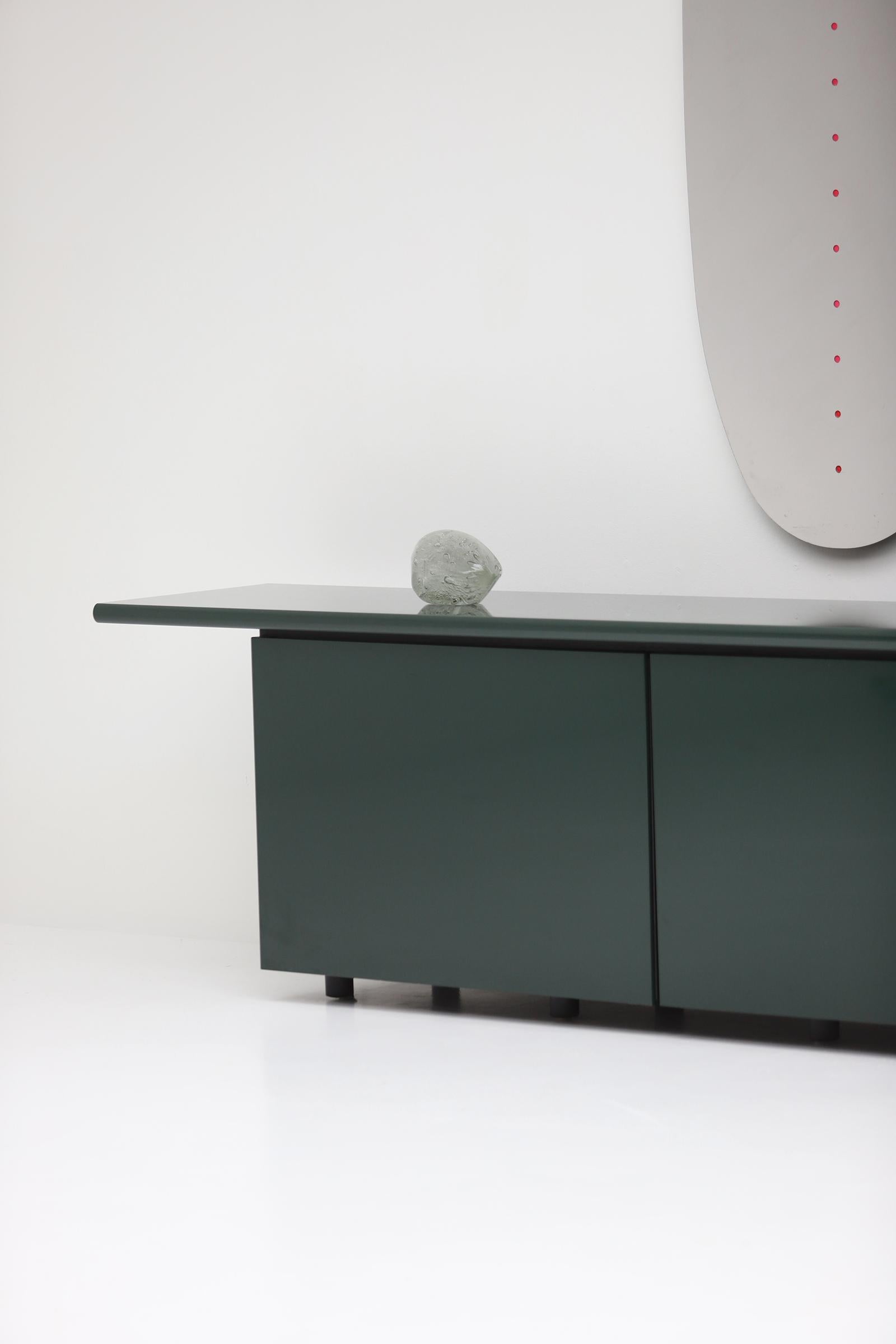 Green Lacquered Sheraton Sideboard by Giotto Stoppino for Acerbis 1977 12