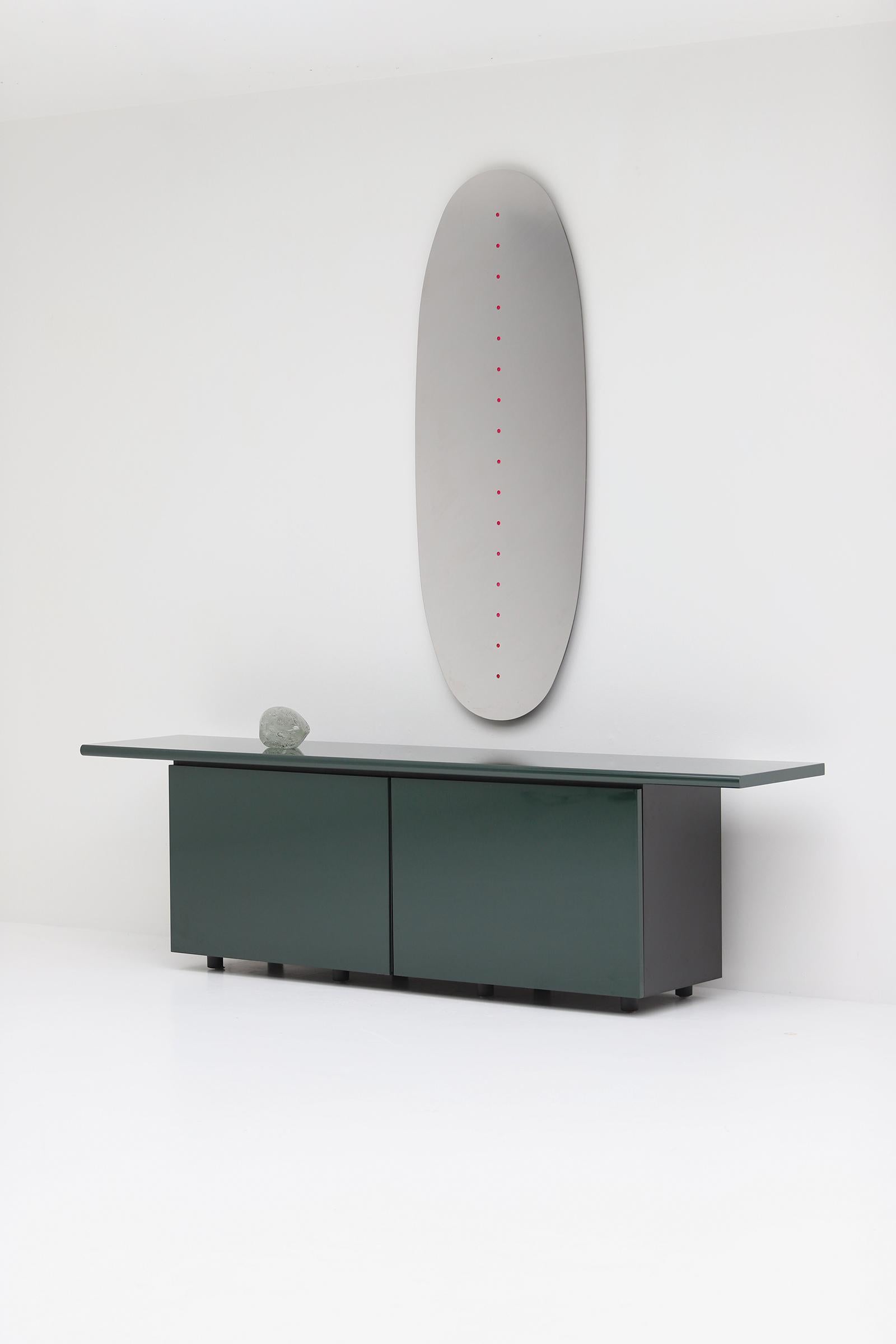 Italian Green Lacquered Sheraton Sideboard by Giotto Stoppino for Acerbis 1977