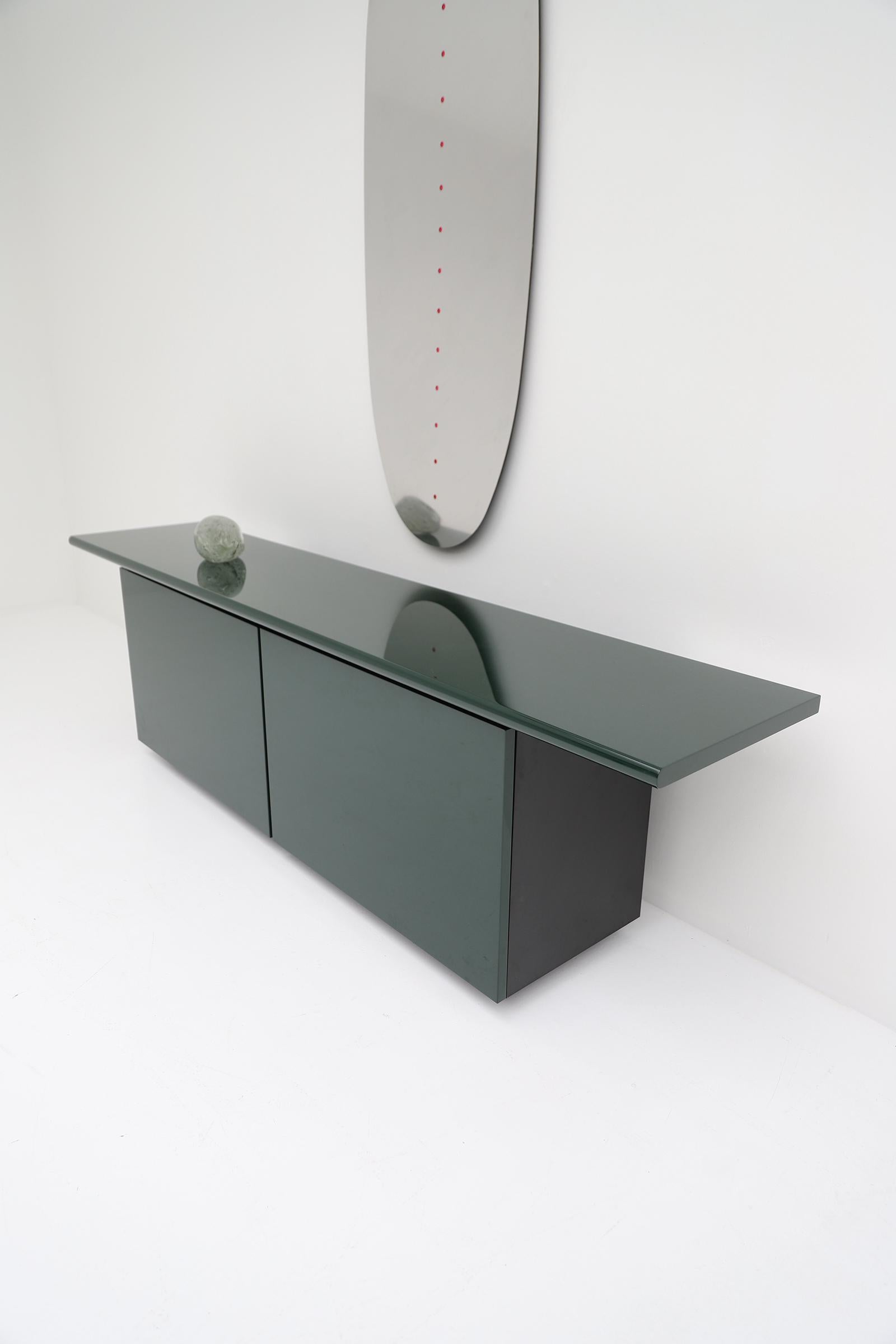 Green Lacquered Sheraton Sideboard by Giotto Stoppino for Acerbis 1977 2