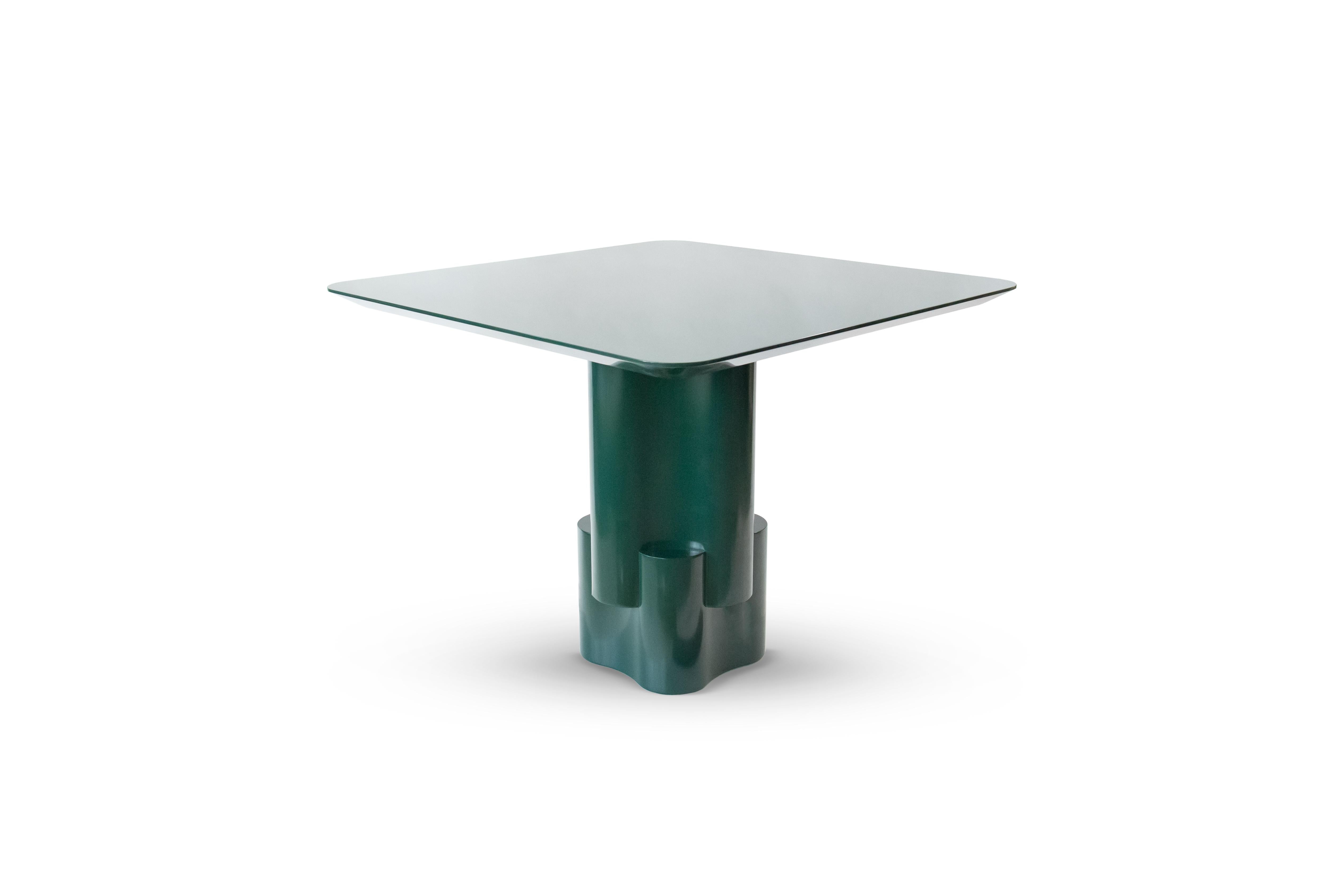 American Green Lacquered Tsugime Pedestal Table by Chapter & Verse For Sale