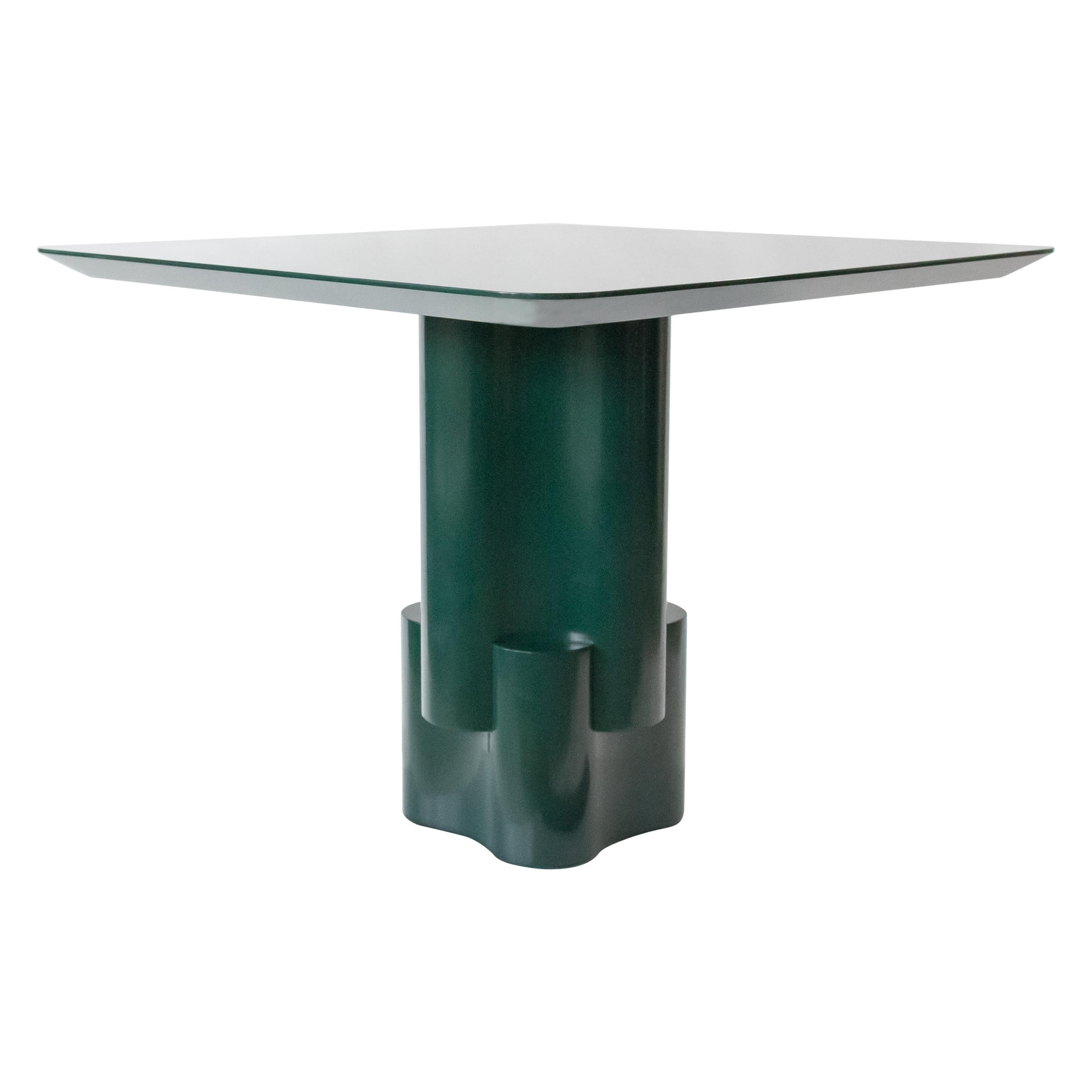 Green Lacquered Tsugime Pedestal Table by Chapter & Verse For Sale