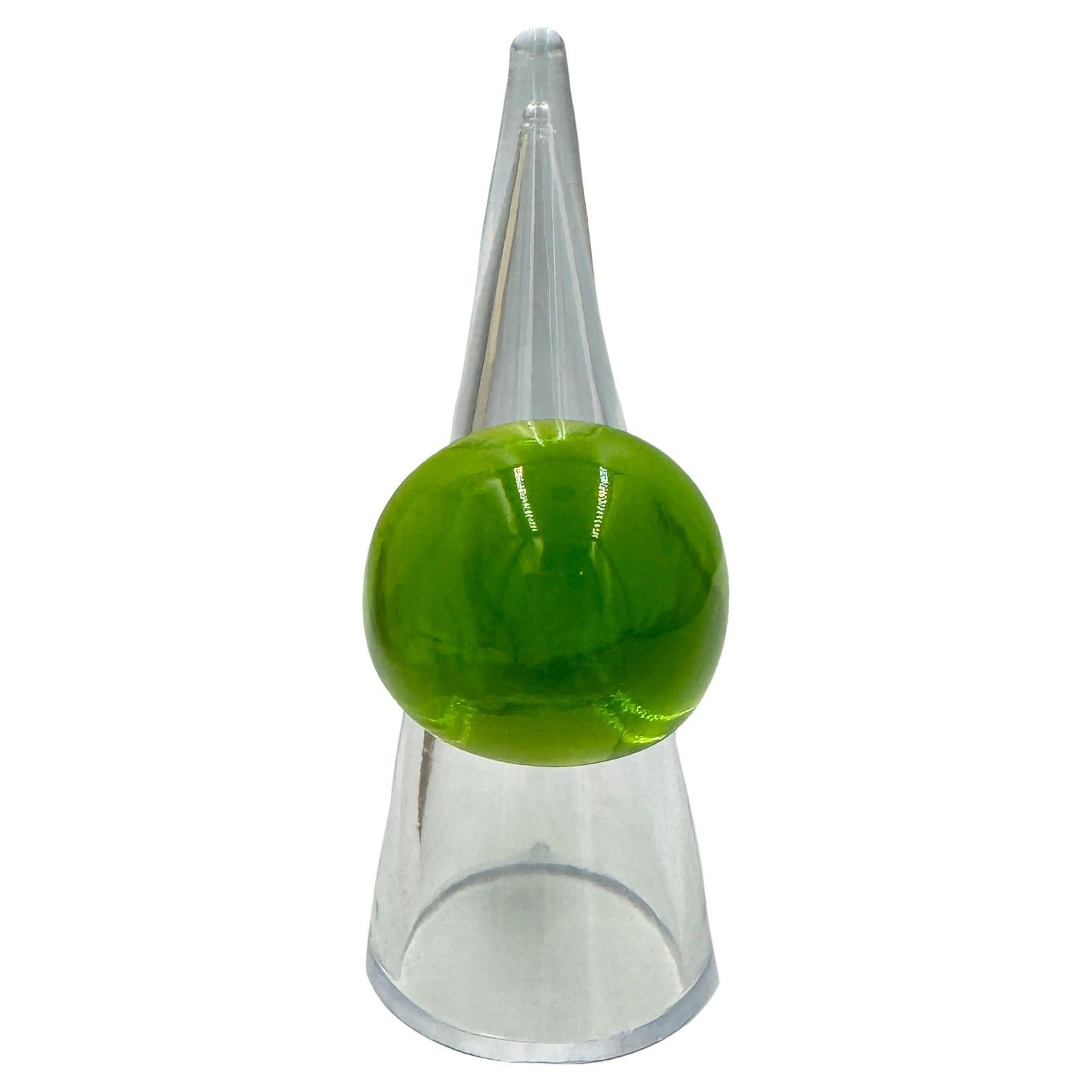 Green Lalique glass ring, 2000s