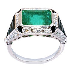 White Gold 18 K, Diamond Round, Emerald, Power of Green Lantern Ring