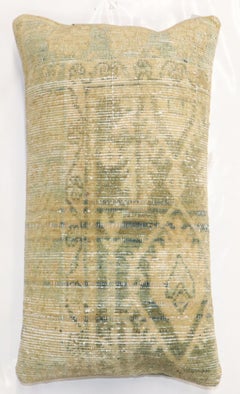 Zabihi Collection Green Large Pale Green Antique Rug Pillow