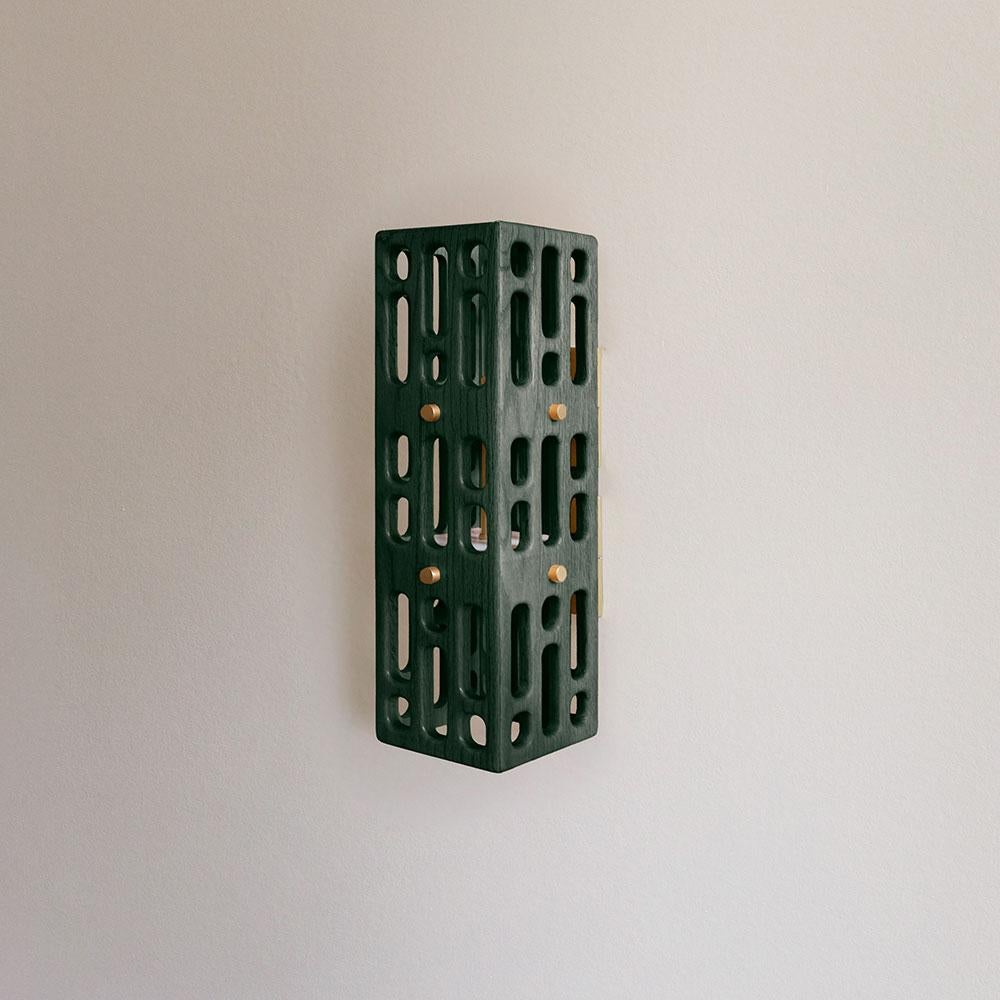 Mid-Century moderno Applique in legno a reticolo verde, media, Collection'S in vendita