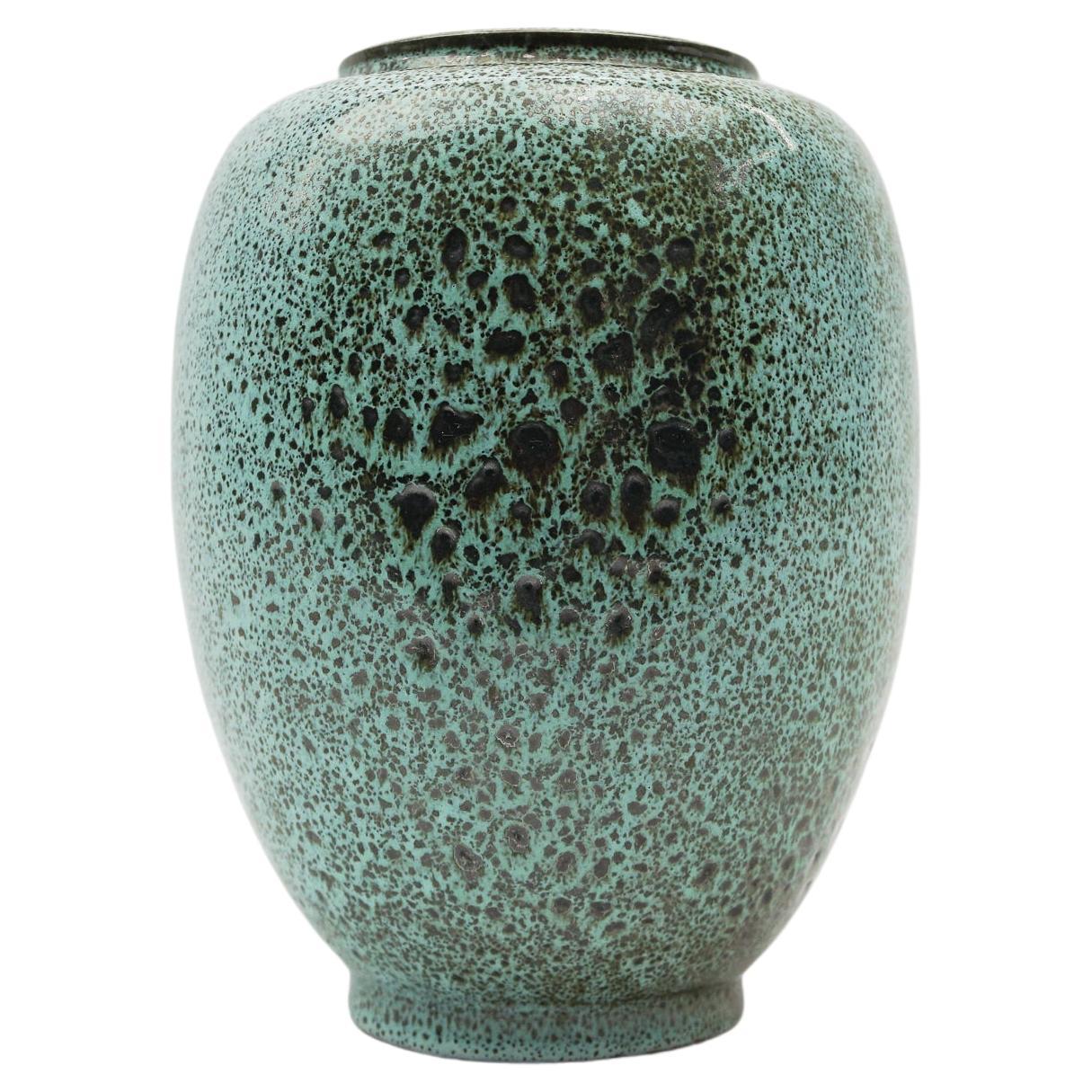 Green Lava Studio Ceramic Vase by Wilhelm & Elly Kuch, 1960s, Germany For Sale