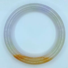 Certified Green, Lavender, Red Tri-Color Genuine Burmese Jadeite Jade Bangle #3
