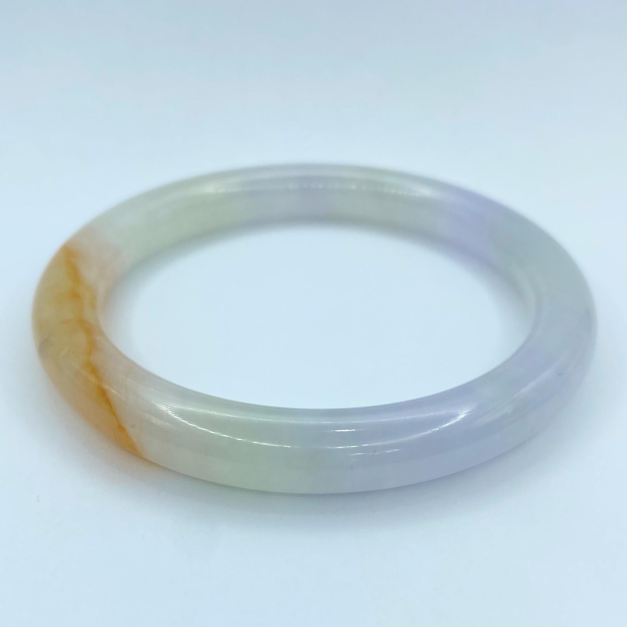Green, Lavender, Red Tri-Color Jadeite Jade Bangle #3 In New Condition For Sale In Wan Chai District, HK
