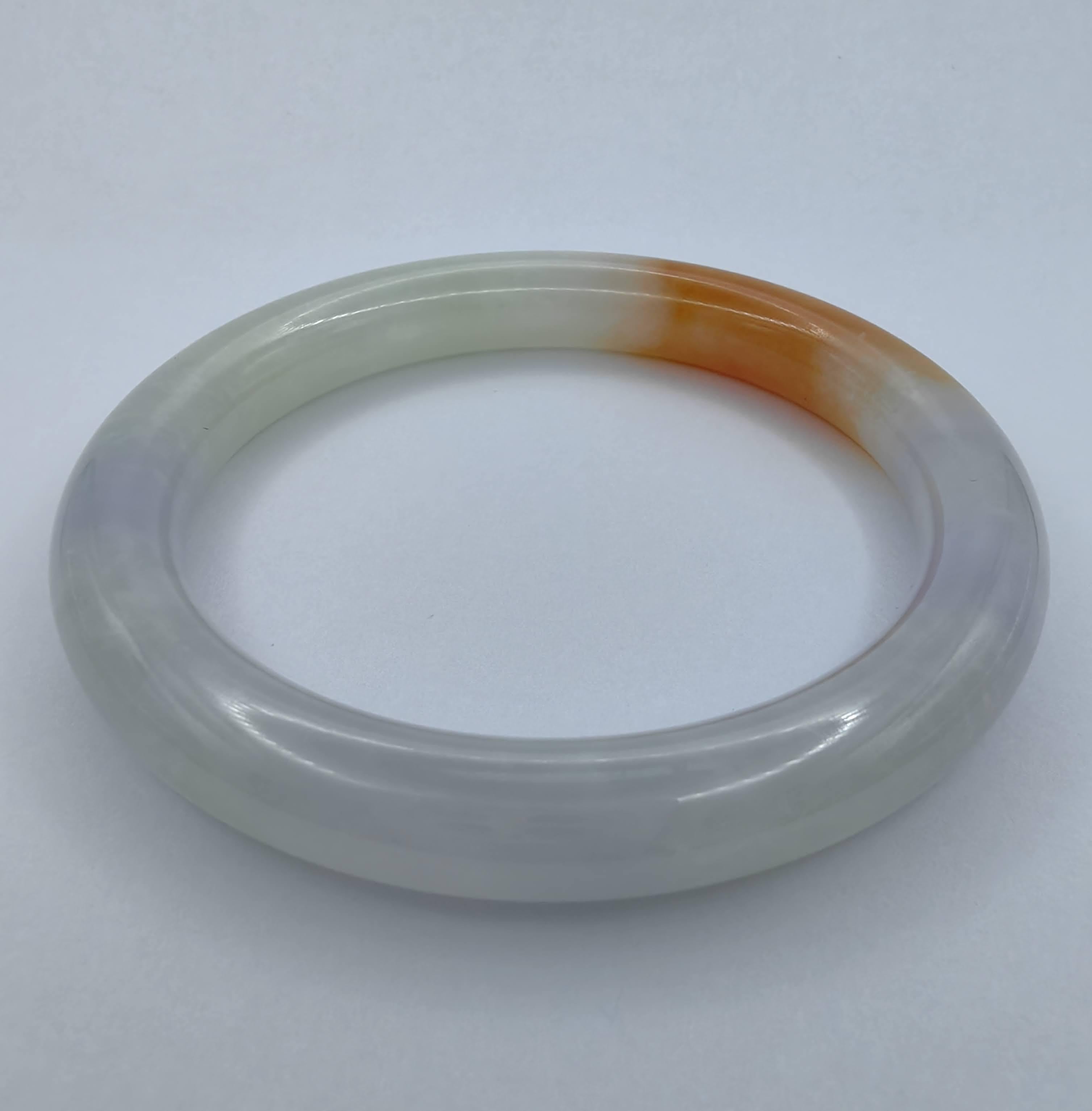 Green, Lavender, Red Tri-Color Jadeite Jade Bangle #2 For Sale 3