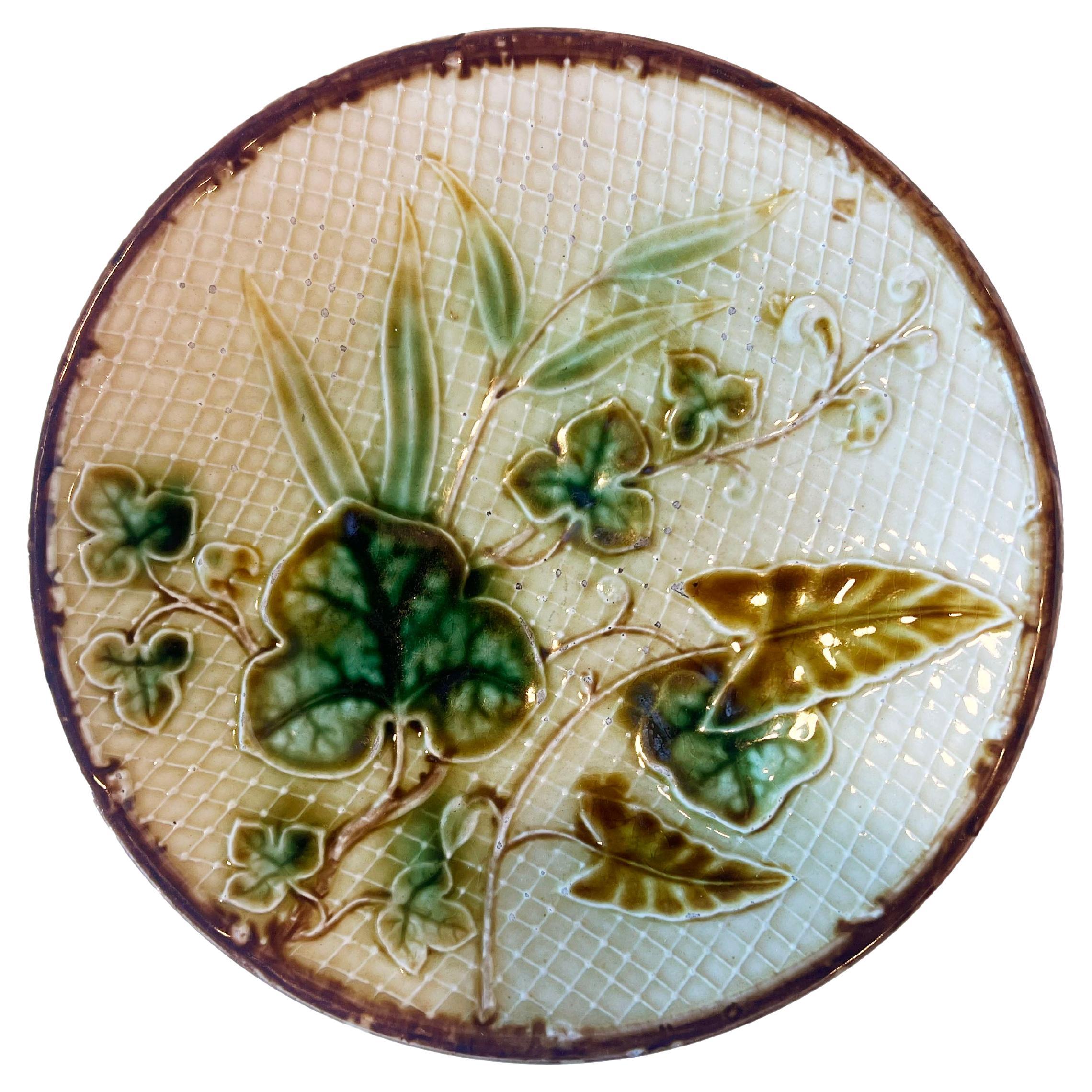 Green Leaf Motif Majolica Plate Owned by Andre Leon Talley