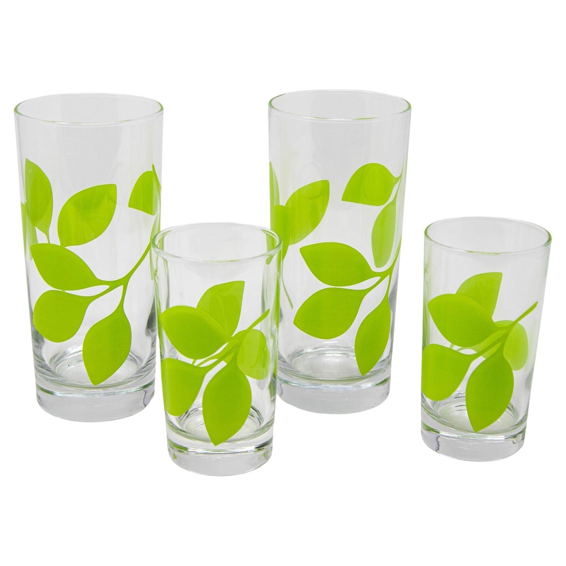 Bicchieri da bere con motivo organico a foglie verdi Bicchieri da bar Set di 26 bicchieri