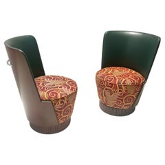 Silla de salón de cuero verde y tela estampada de Adam Tihany para Colbert, 1995