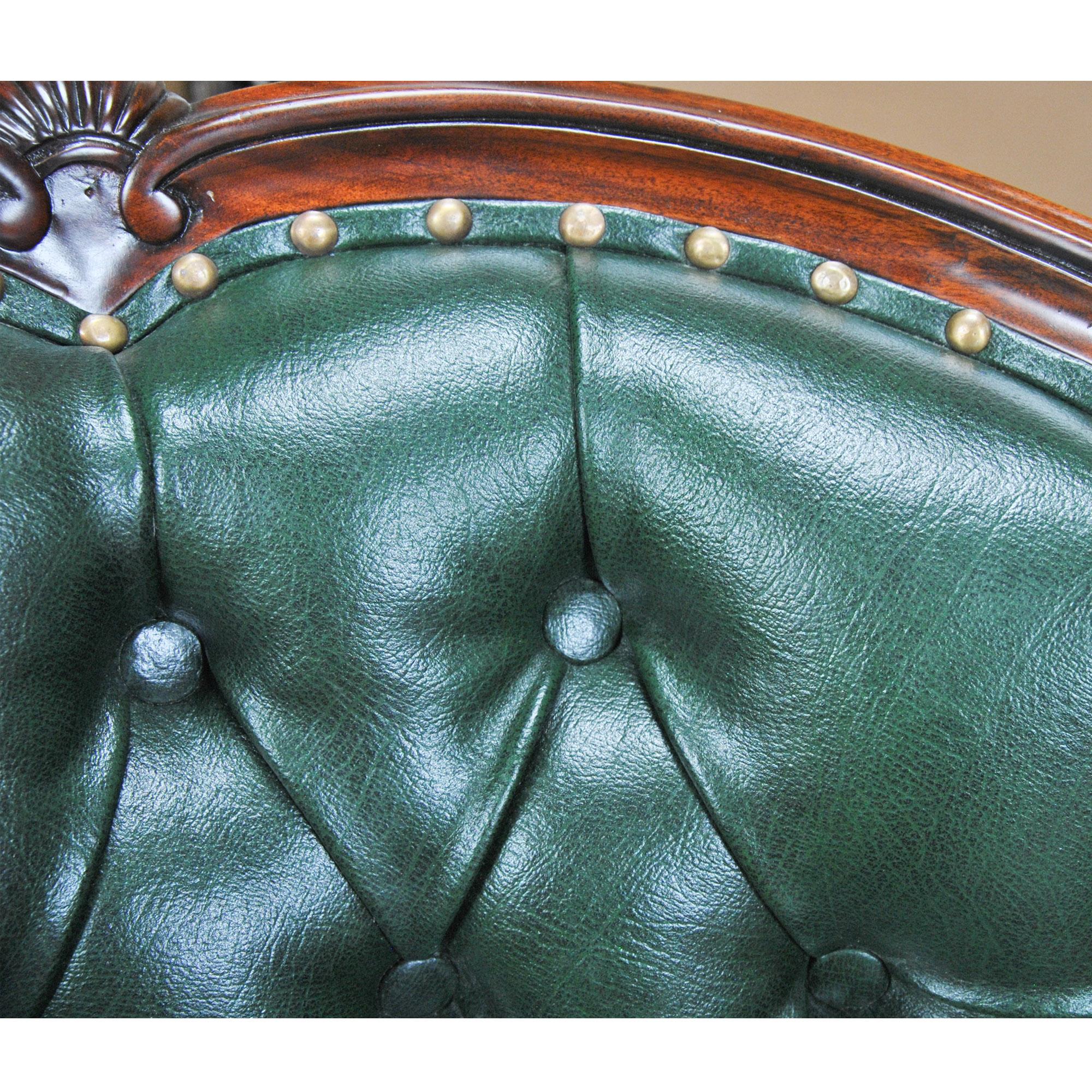 Green Leather Arm Chair For Sale 1