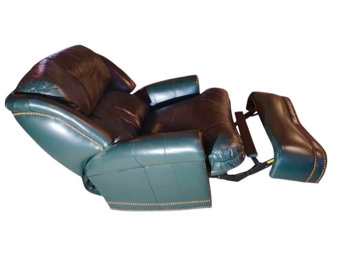 20th Century Green Leather Armchair Recliner by Hancock and Moore
