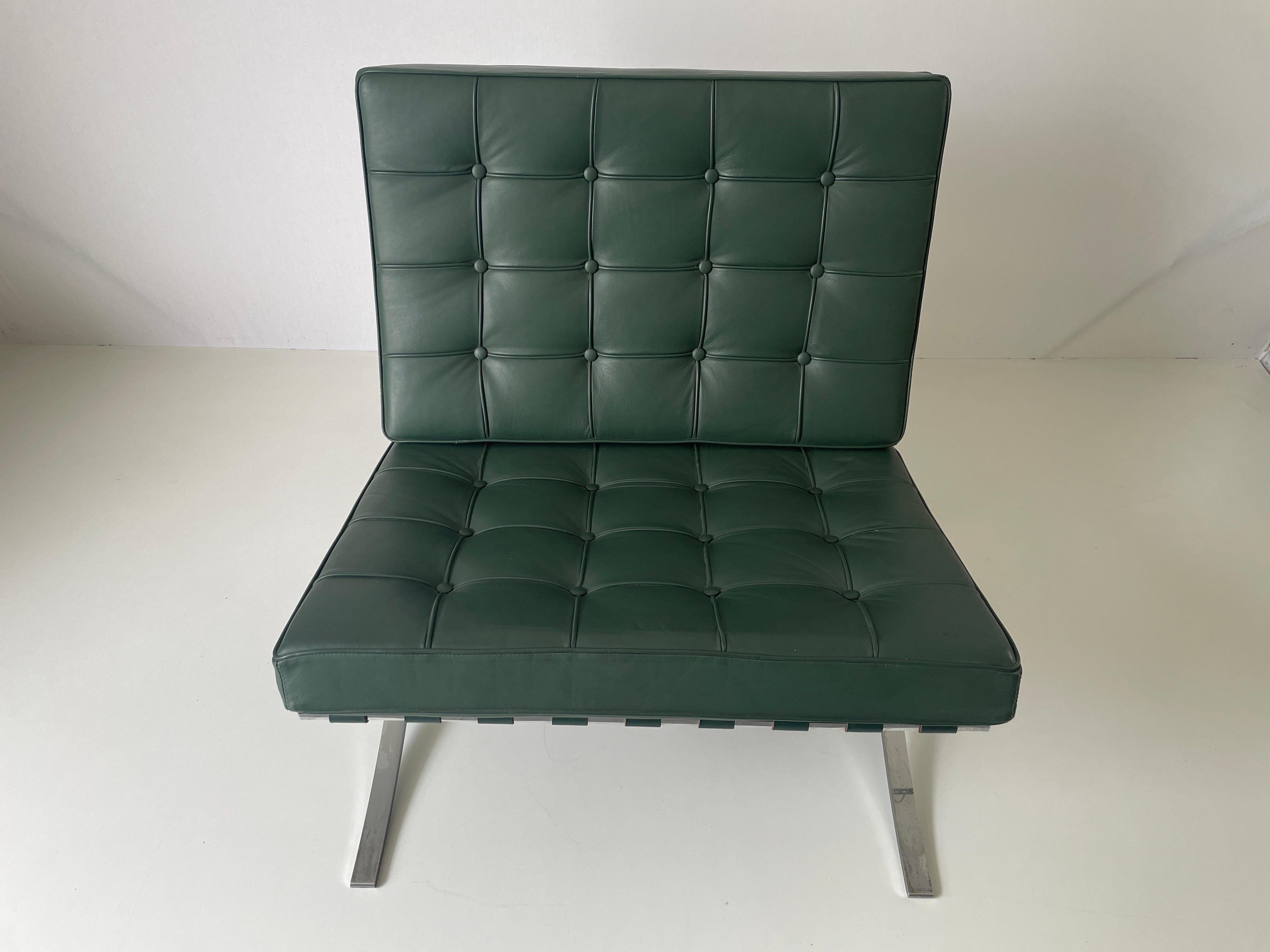 Sedia Barcelona in pelle verde di Ludwig Mies van der Rohe per Knoll in vendita 8
