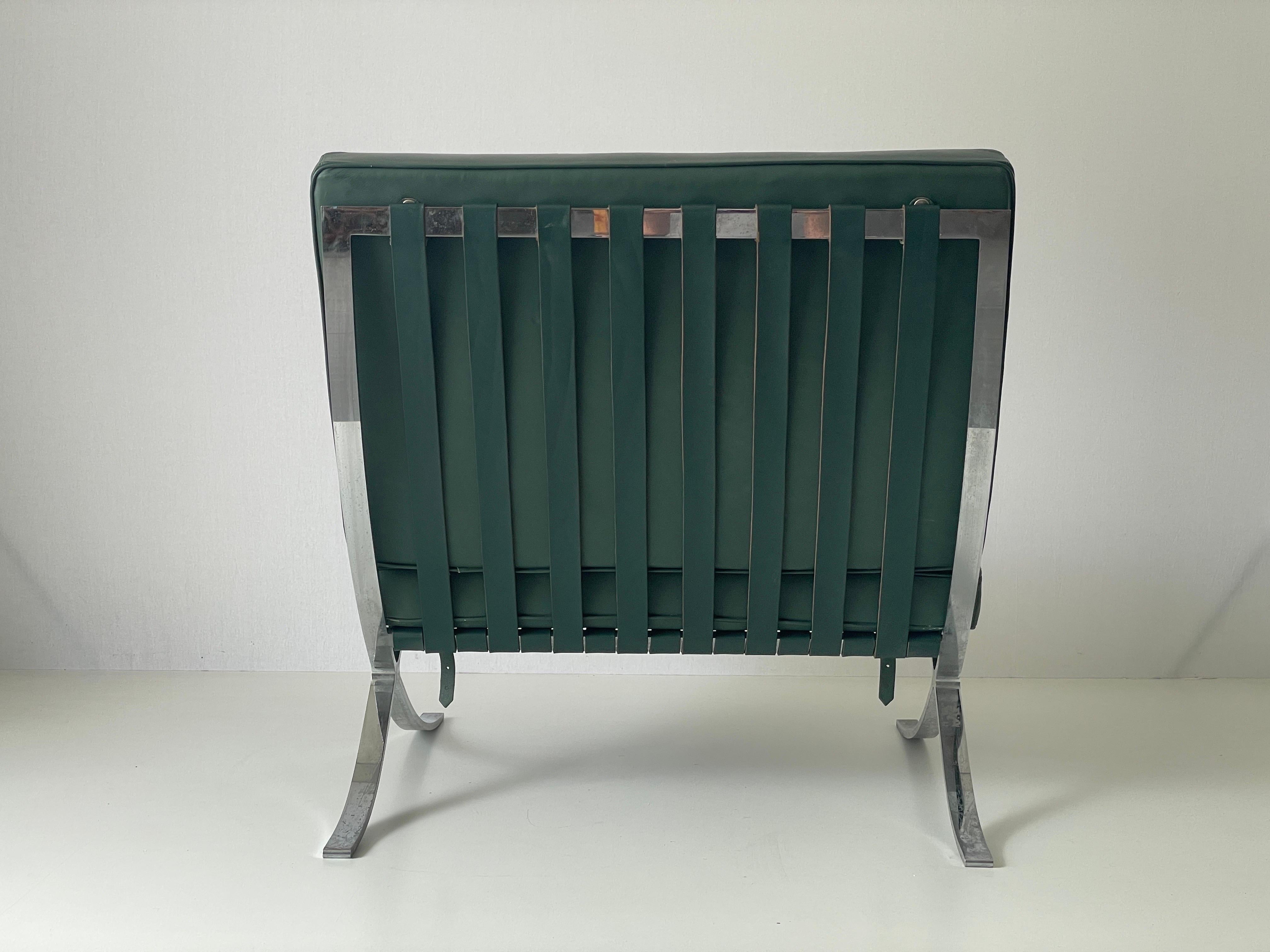 Sedia Barcelona in pelle verde di Ludwig Mies van der Rohe per Knoll in vendita 10