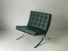 Green Leather Barcelona Chair by Ludwig Mies van der Rohe for Knoll
