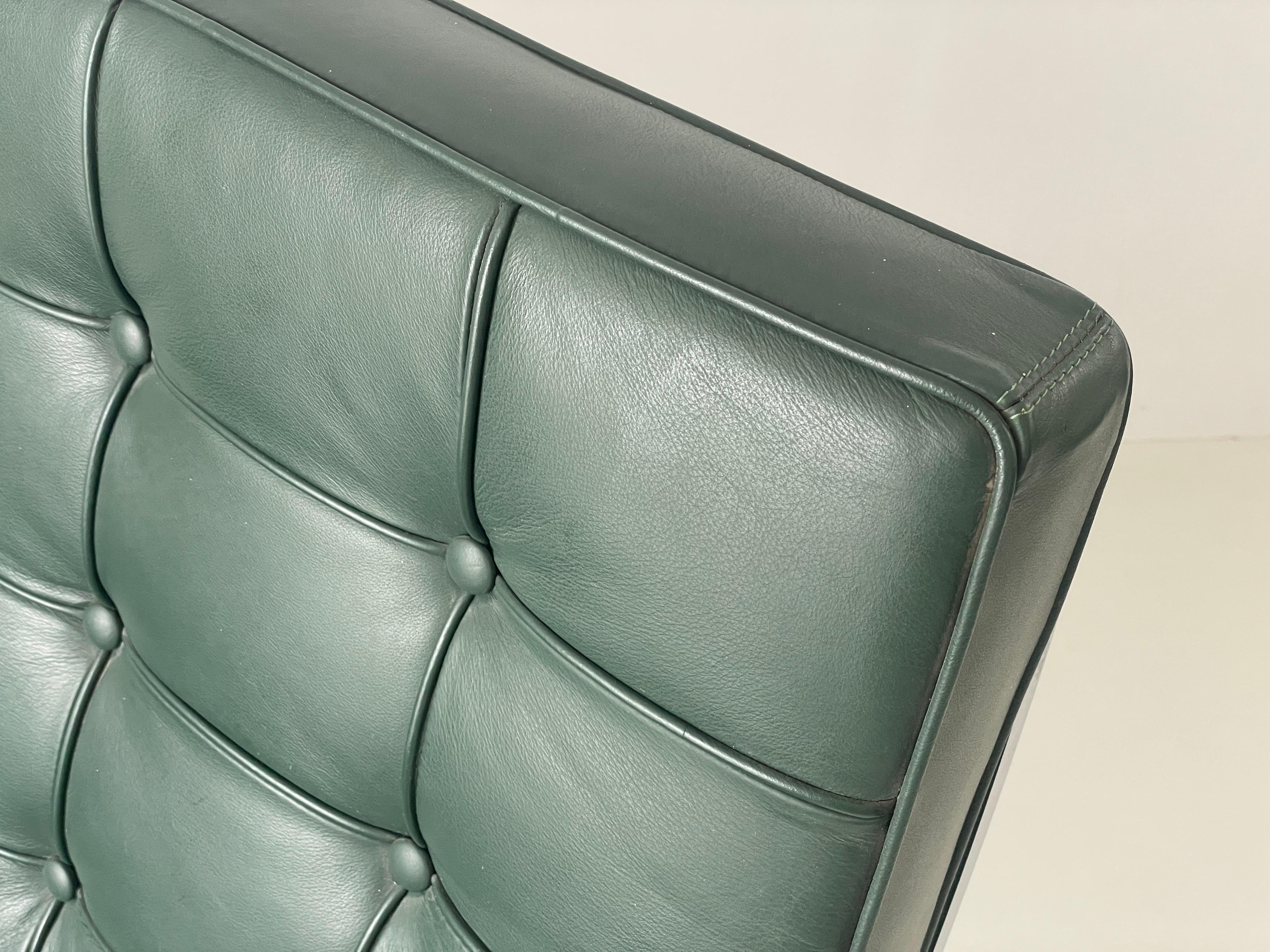 Sedia Barcelona in pelle verde di Ludwig Mies van der Rohe per Knoll In condizioni ottime in vendita a Hagenbach, DE