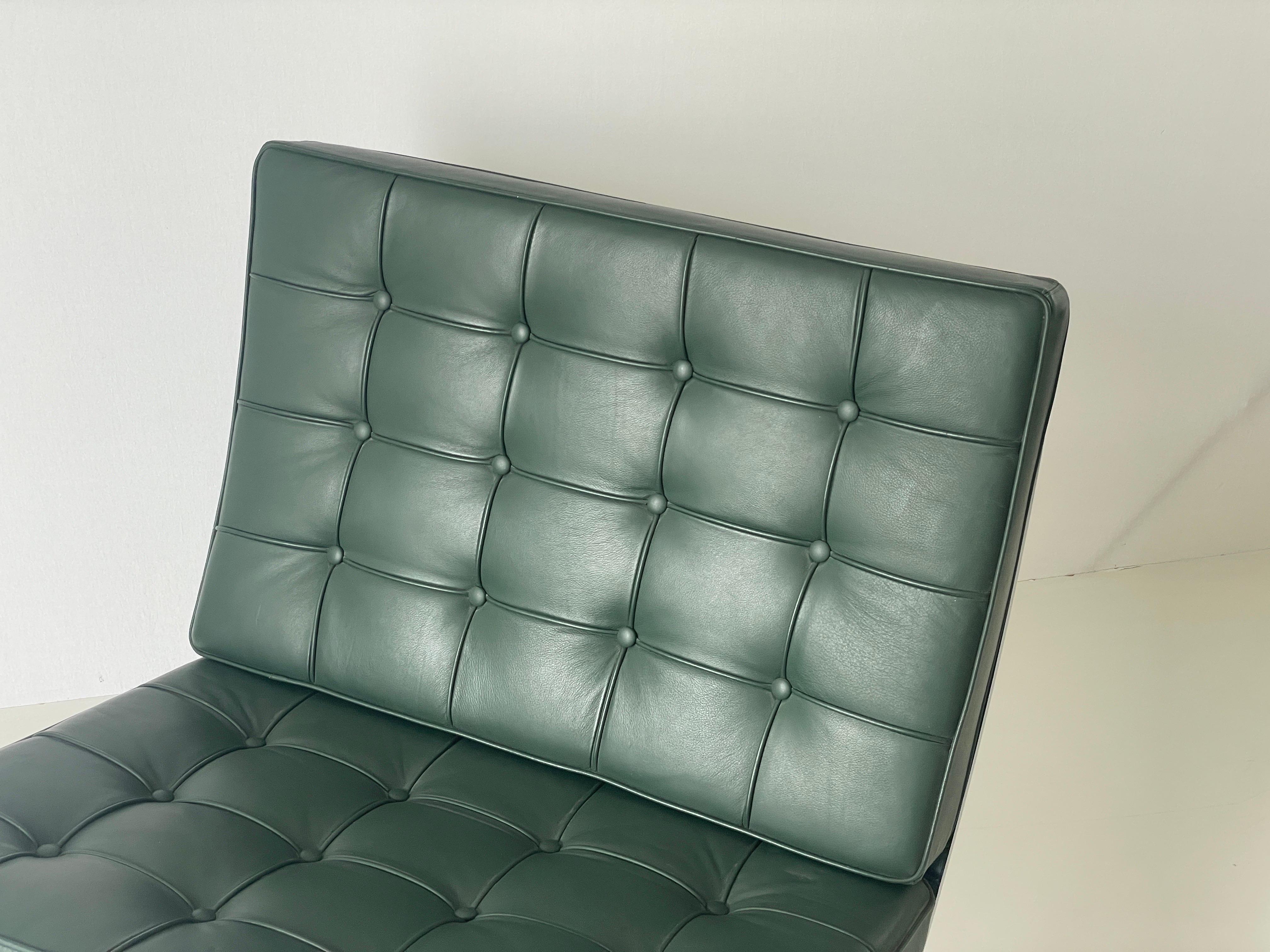 Sedia Barcelona in pelle verde di Ludwig Mies van der Rohe per Knoll in vendita 1