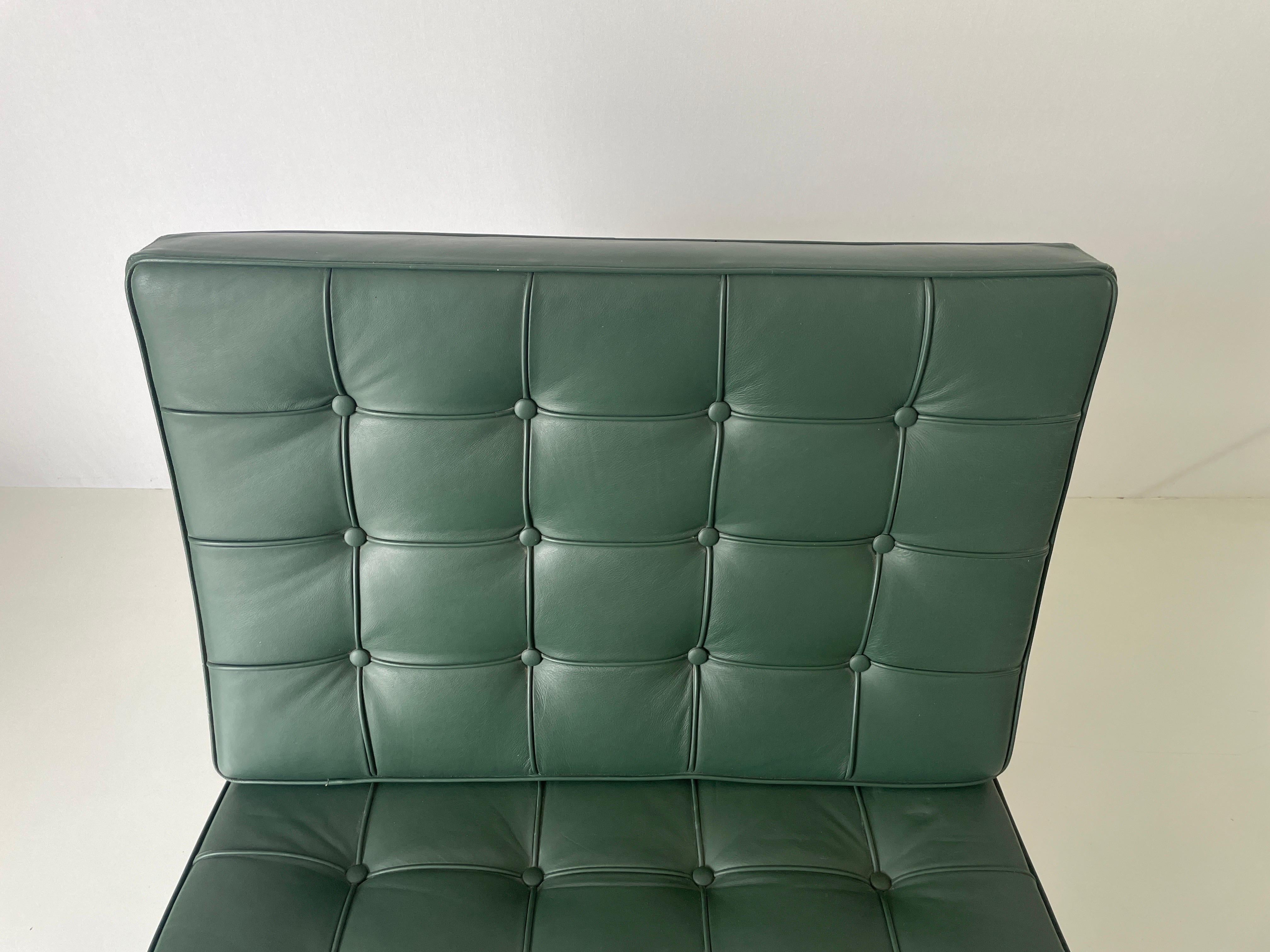 Sedia Barcelona in pelle verde di Ludwig Mies van der Rohe per Knoll in vendita 3