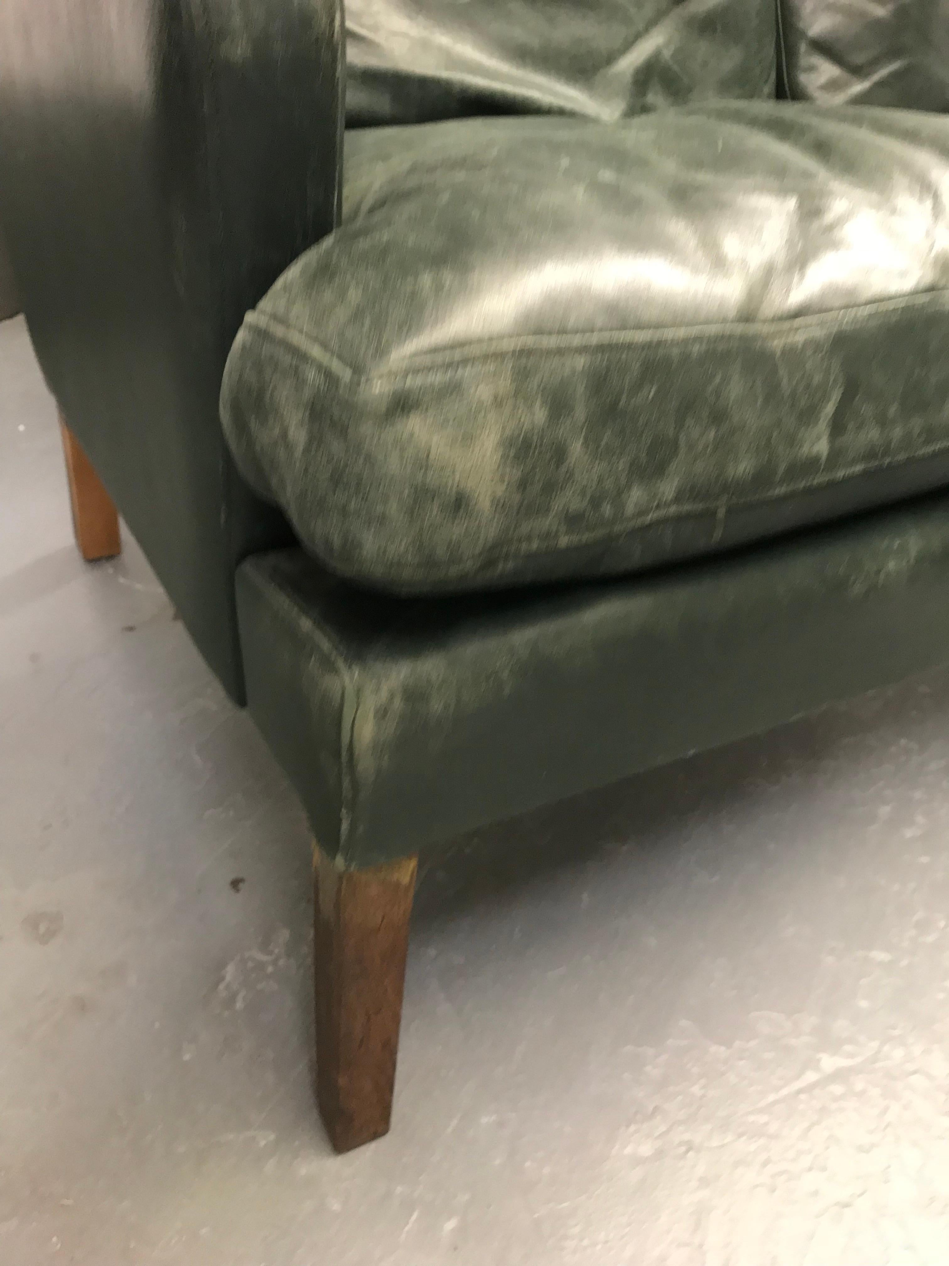 Divano in stile Greene & Greene Mogensen in pelle verde in vendita 4