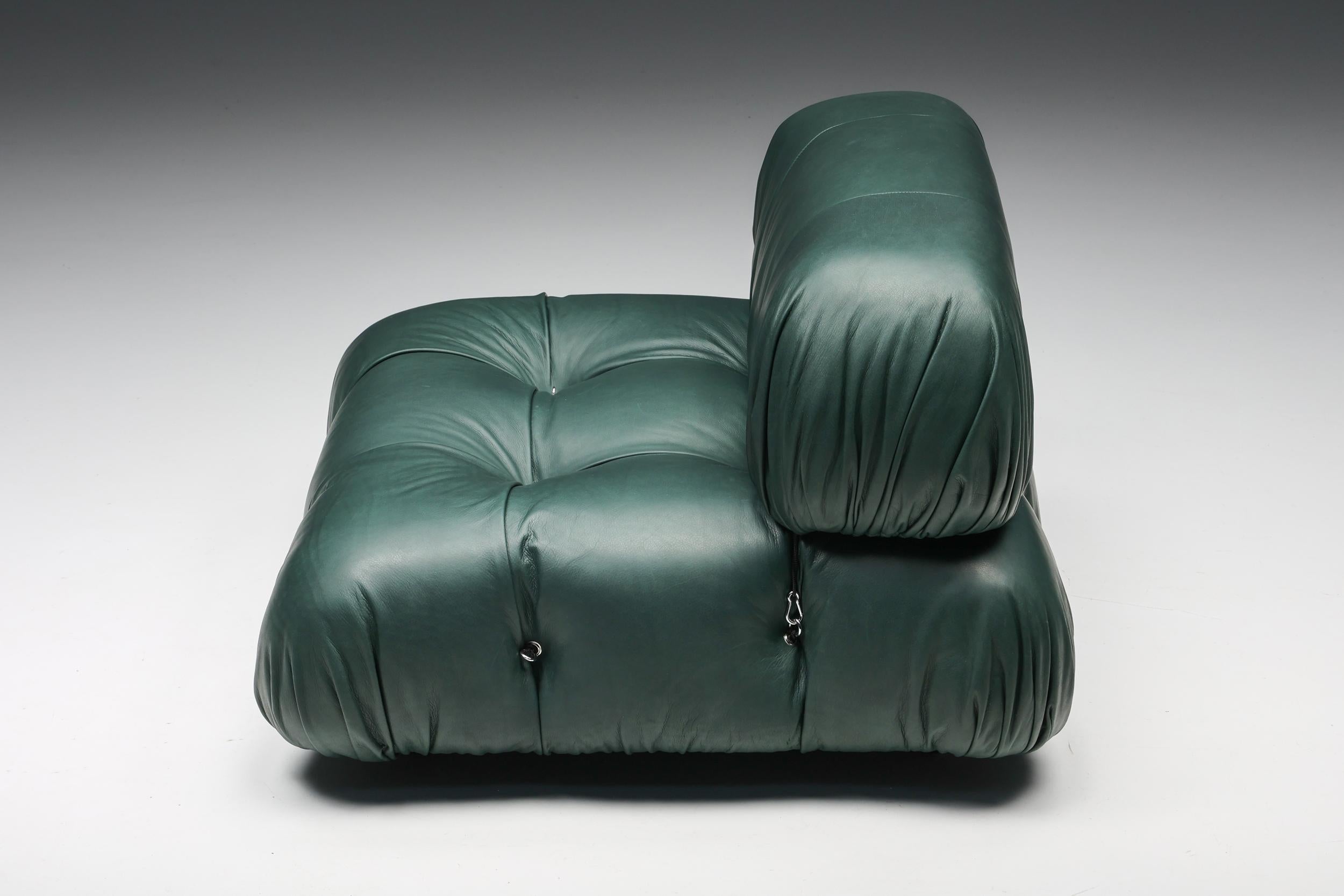 Late 20th Century Green Leather Camaleonda by Mario Bellini, B&B Italia, Italy, 1970s For Sale