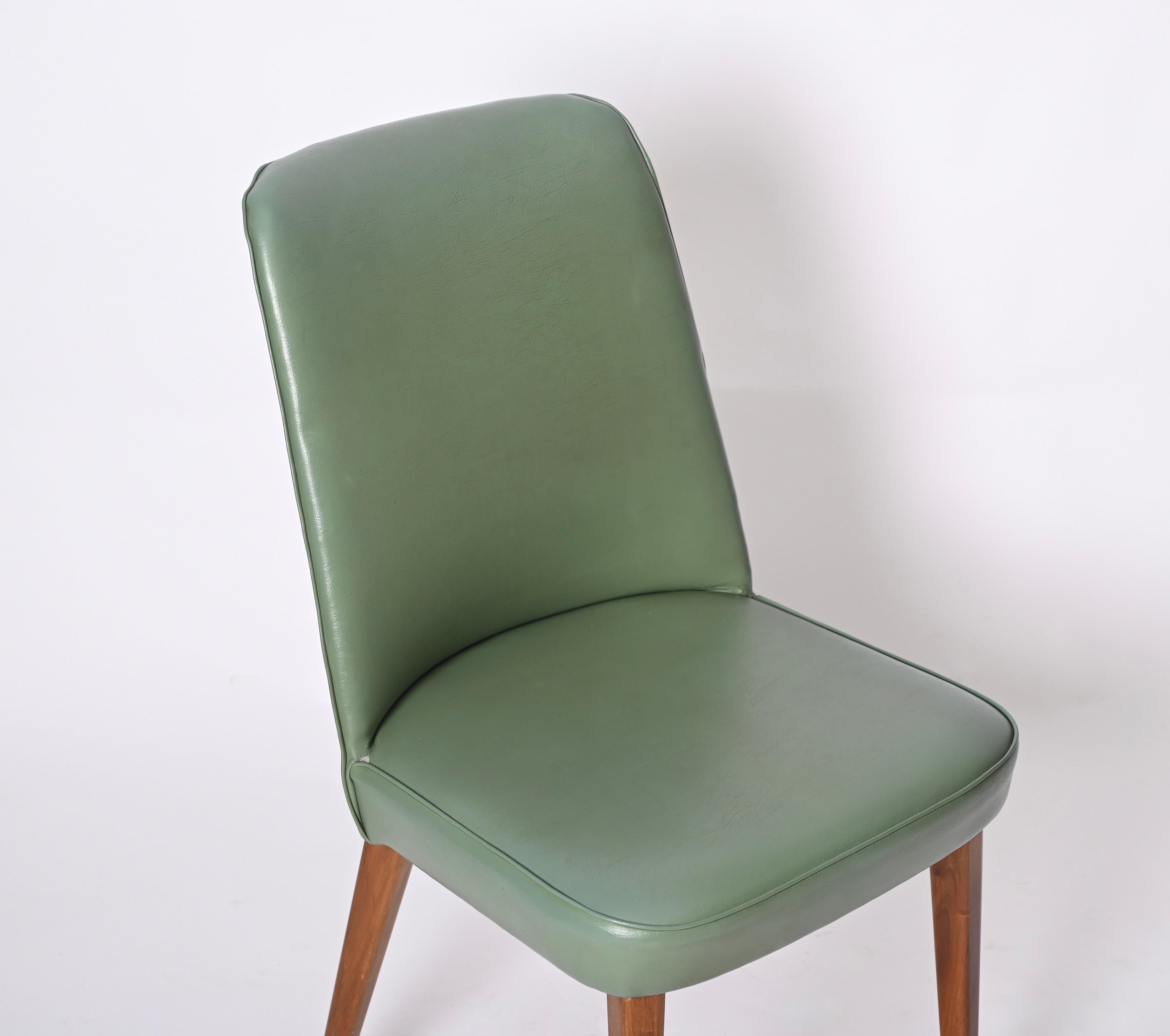 Green Leather Chair by Anonima Castelli, Italy, 1950s  For Sale 5