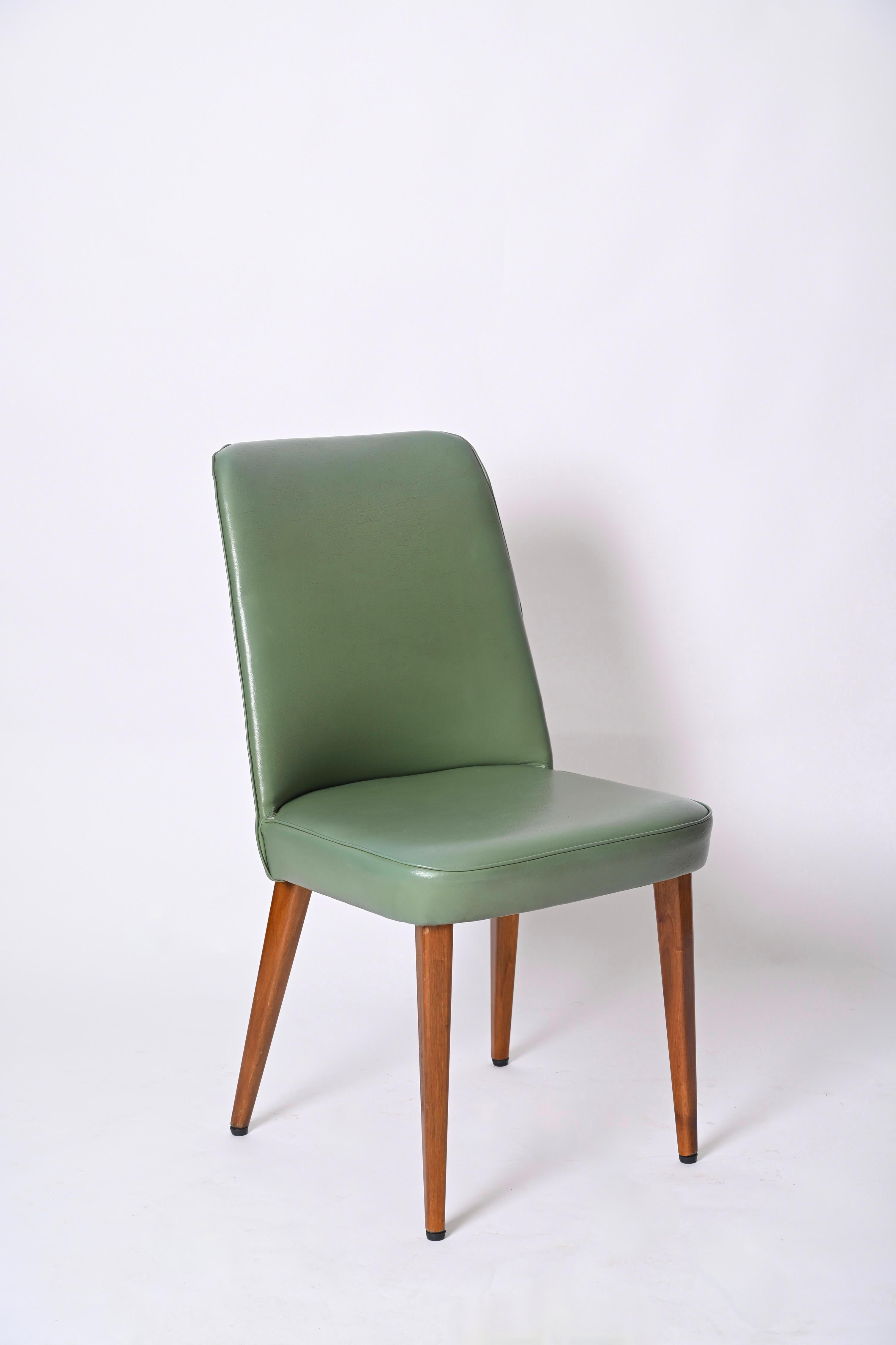 Green Leather Chair by Anonima Castelli, Italy, 1950s  For Sale 6