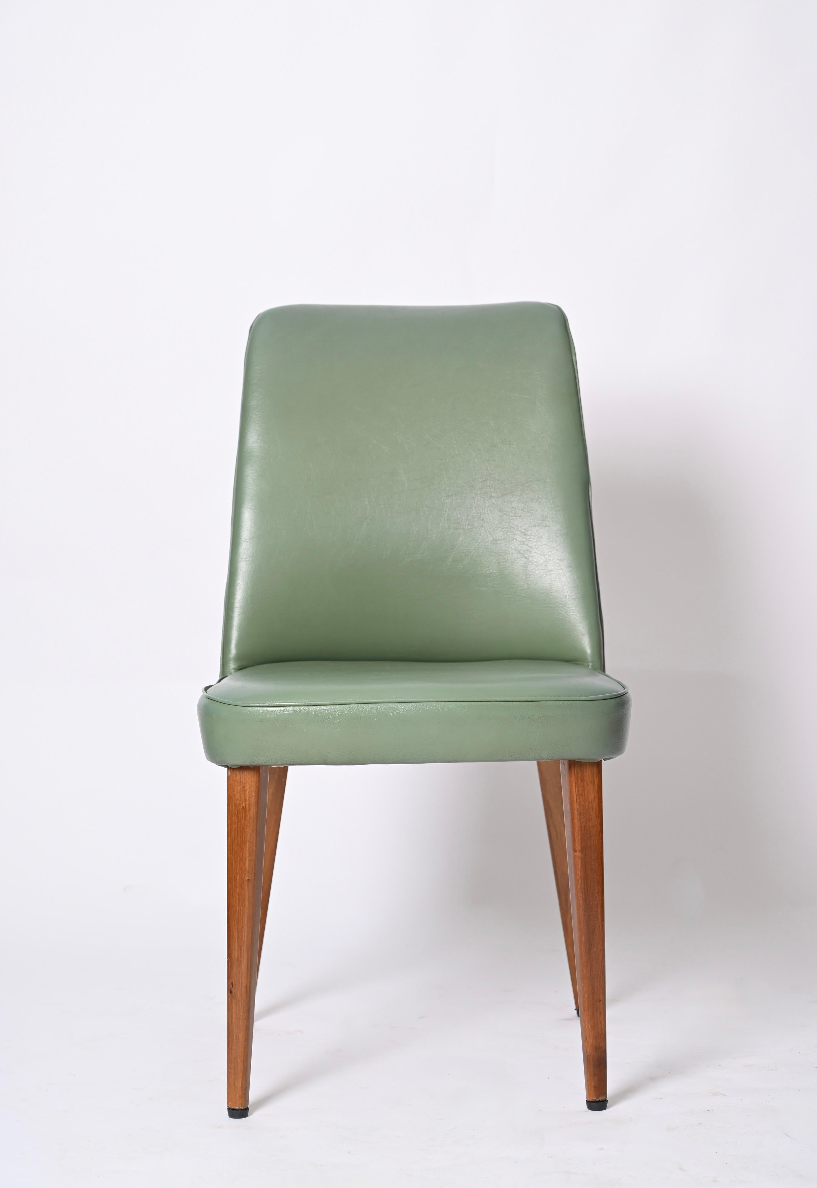 Italian Green Leather Chair by Anonima Castelli, Italy, 1950s  For Sale