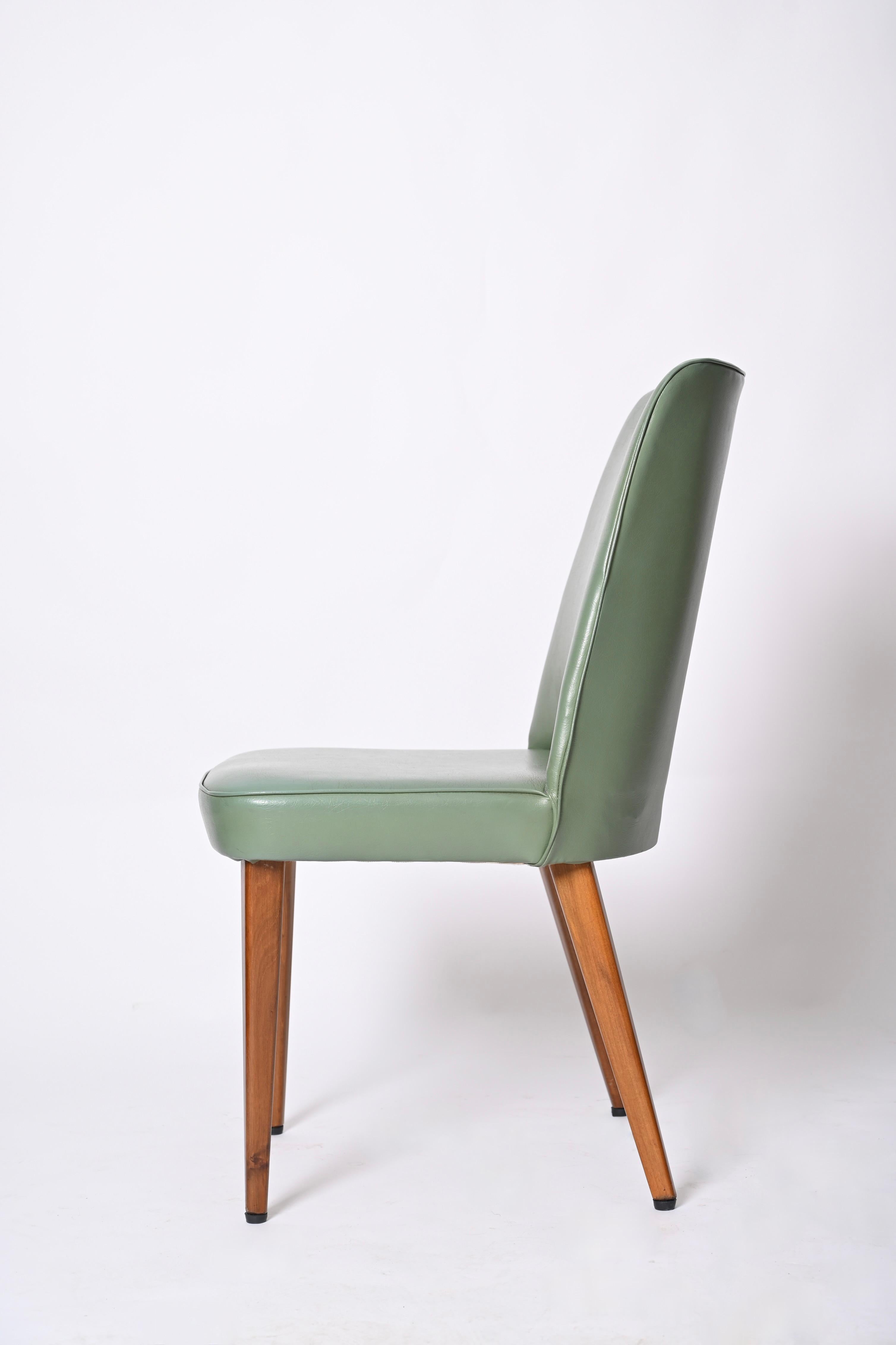 Cuir Chaise en cuir vert d'Alejandra Castelli  Italie années 1950  en vente