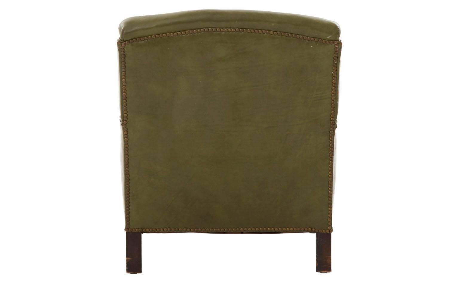 American Classical Green Leather Chair