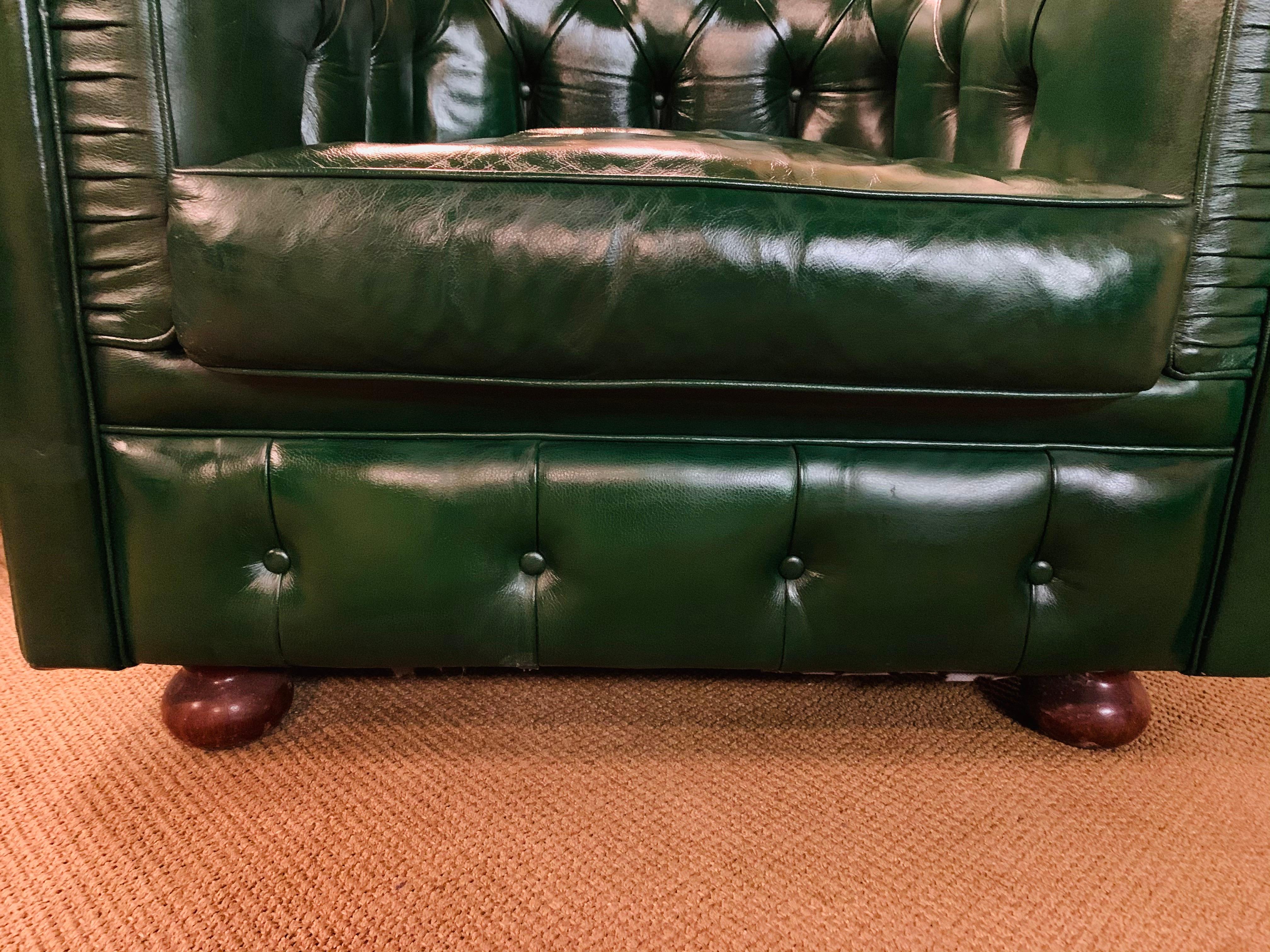 Green Leather Chesterfield Club Suite Armchair and Sofa from Chateau d'ax 4